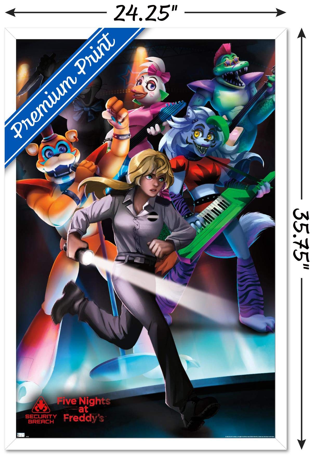 Trends International Five Nights At Freddy'S: Security Breach - Group Wall Poster, 22.375'' X 34'', White Framed Version
