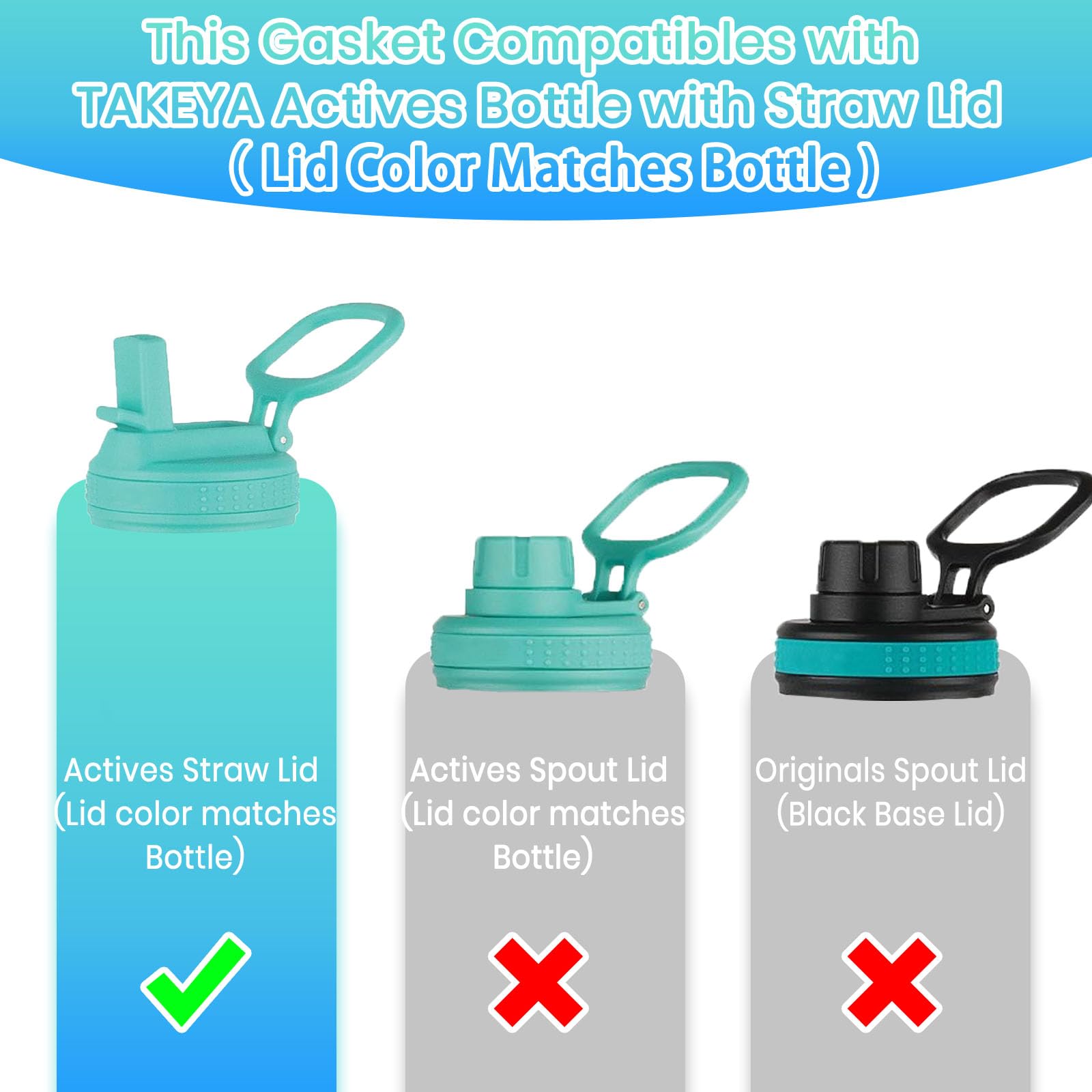 Bosorio 4 Pack Gaskets Compatible With Takeya Actives Straw Lid Water Bottle 14Oz 16Oz 18Oz 22Oz 24Oz 32Oz 40Oz, Replacement Rub
