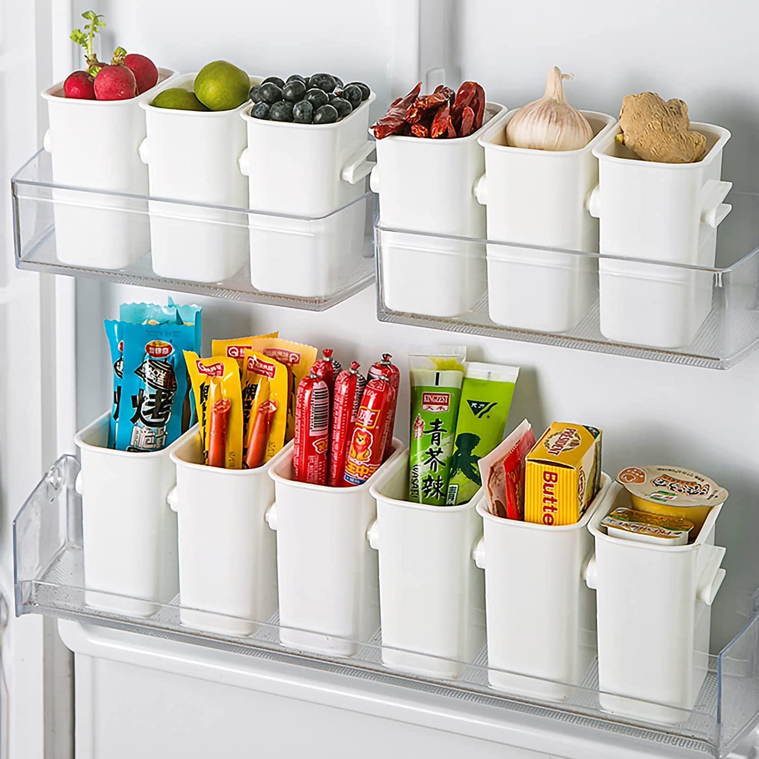 Devza Plastic Storage Containers, Detachable Food Refrigerator Organizer (Set Of 4 Pcs, 11 X 8 X 5 Cm, White)