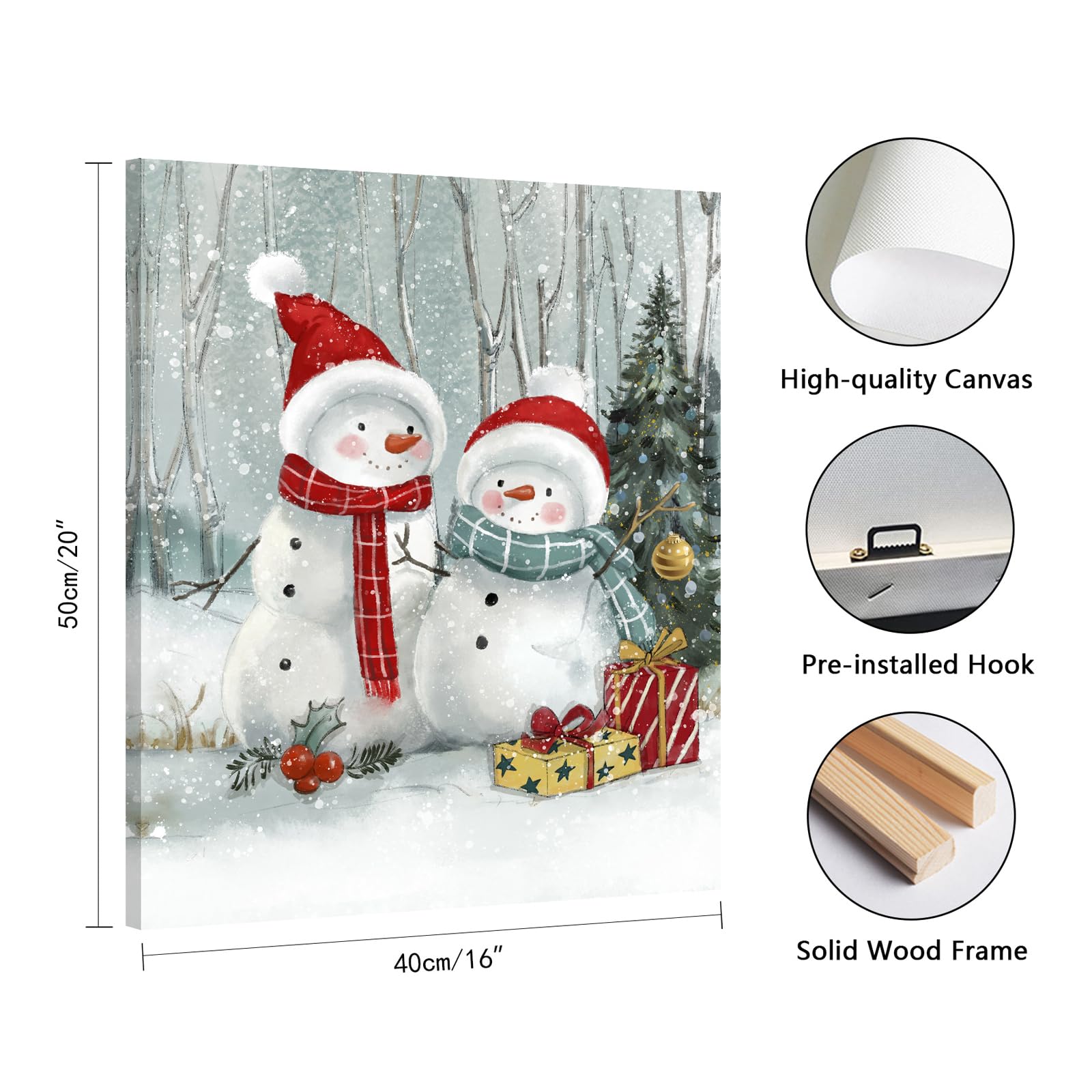 Christmas Snowmen Canvas Wall Art: Christmas Pictures Wall Decor - Cute Christmas Gifts For Mom - Winter Decorations Paintings P