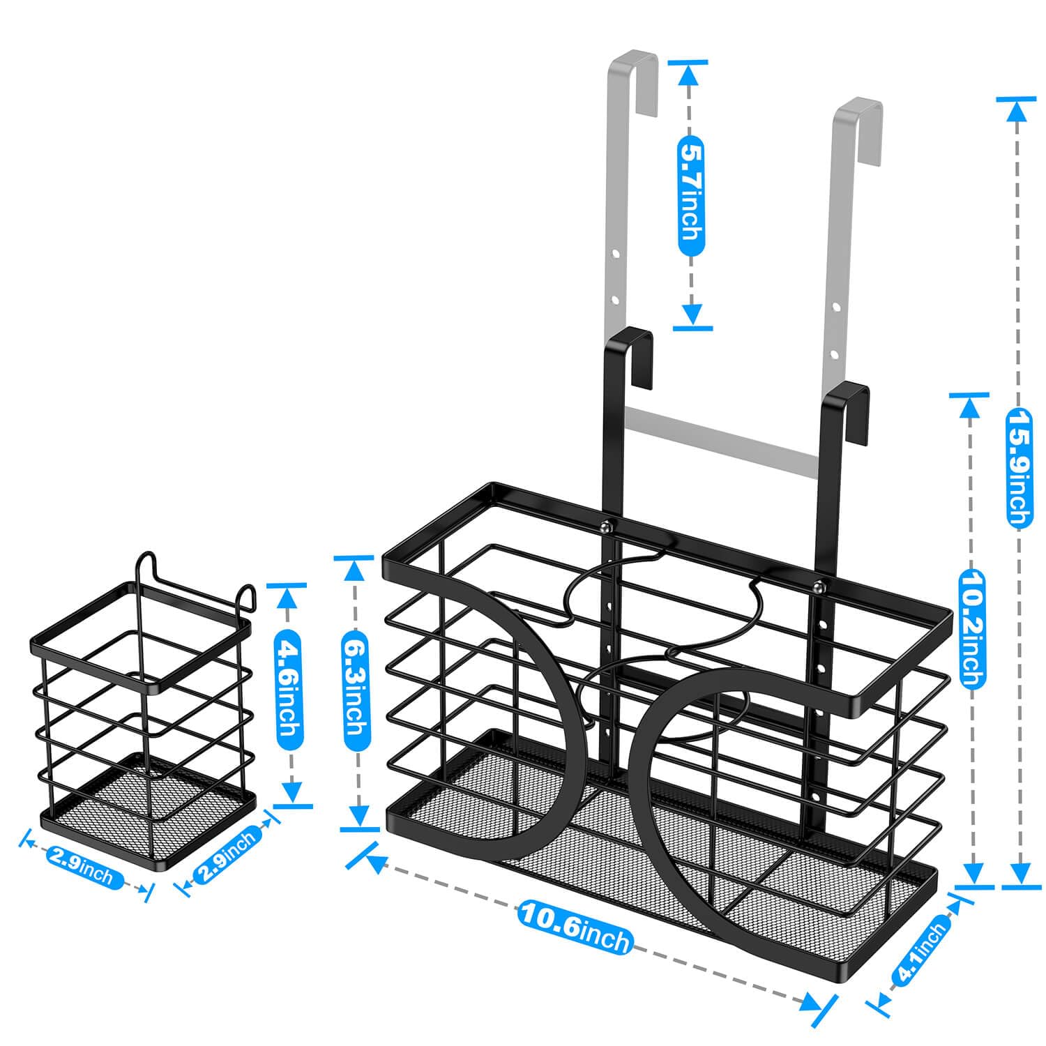 Aolldy Hair Dryer Holder 3In1 Hair Tool Organizer/Wall Mounted,Cabinet Door Or Desk-Based Blow Dryer Holder/Height-Adjustable Cu