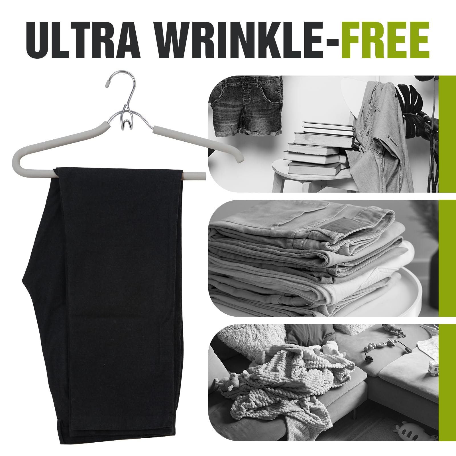 Spring Fever Foam Padded Clothes Hangers With Hooks - Sponge Non Slip Chrome Plating Heavy Duty Space Saving Open Ended For Wome