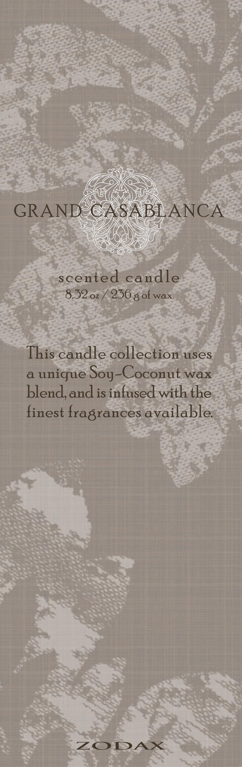 Zodax Grand Casablanca Scented Jar Candle, 8.3 oz, 1 Pack- - Tahitian Gardenia