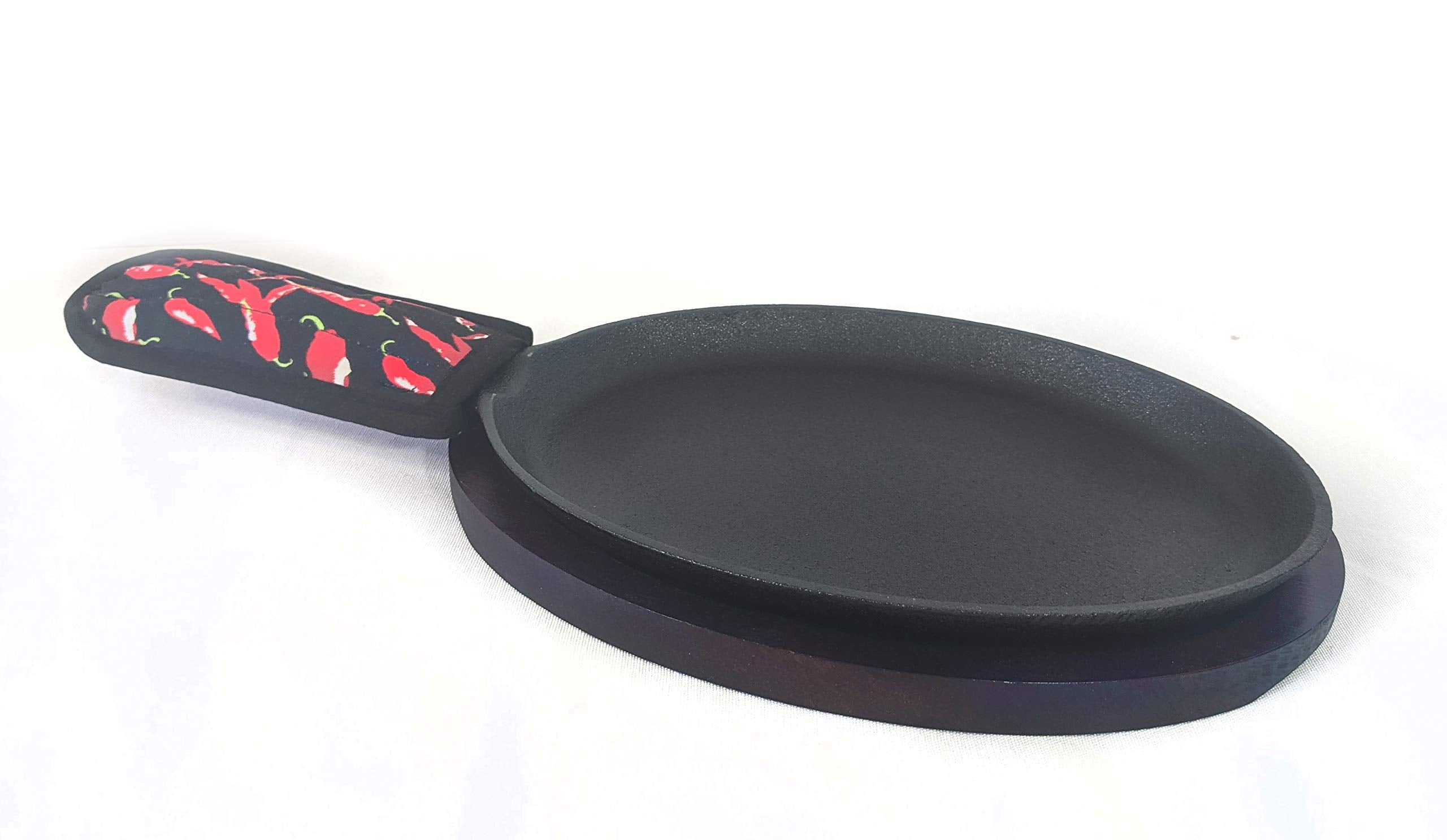 Update International - Mp-9113 (Cizph-15/Set) 15'' Cast Iron Fajita Set [Includes Wood Underliner],Black