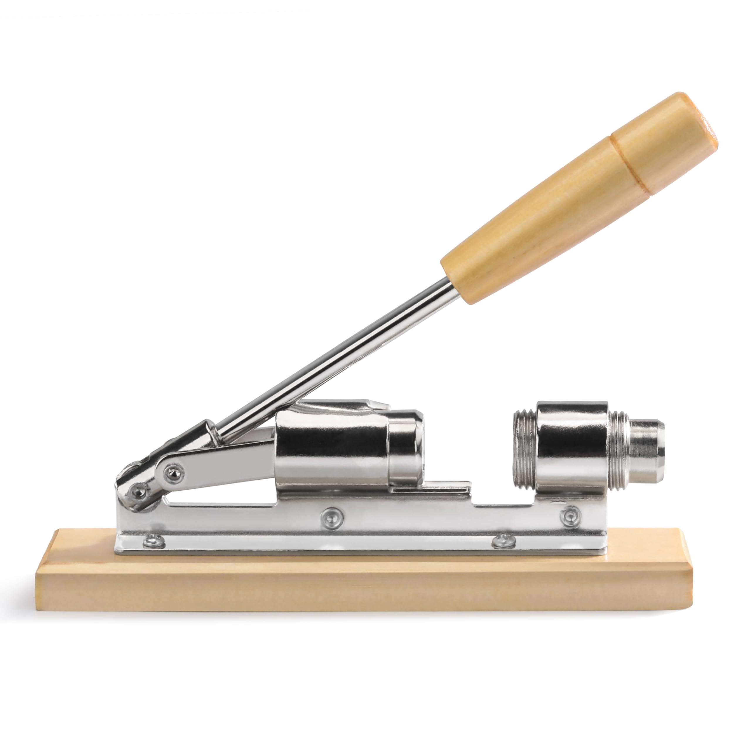 New Star Foodservice 28003 Heavy Duty Pecan Nut Cracker, Nickel-Plated Steel/Wood Base