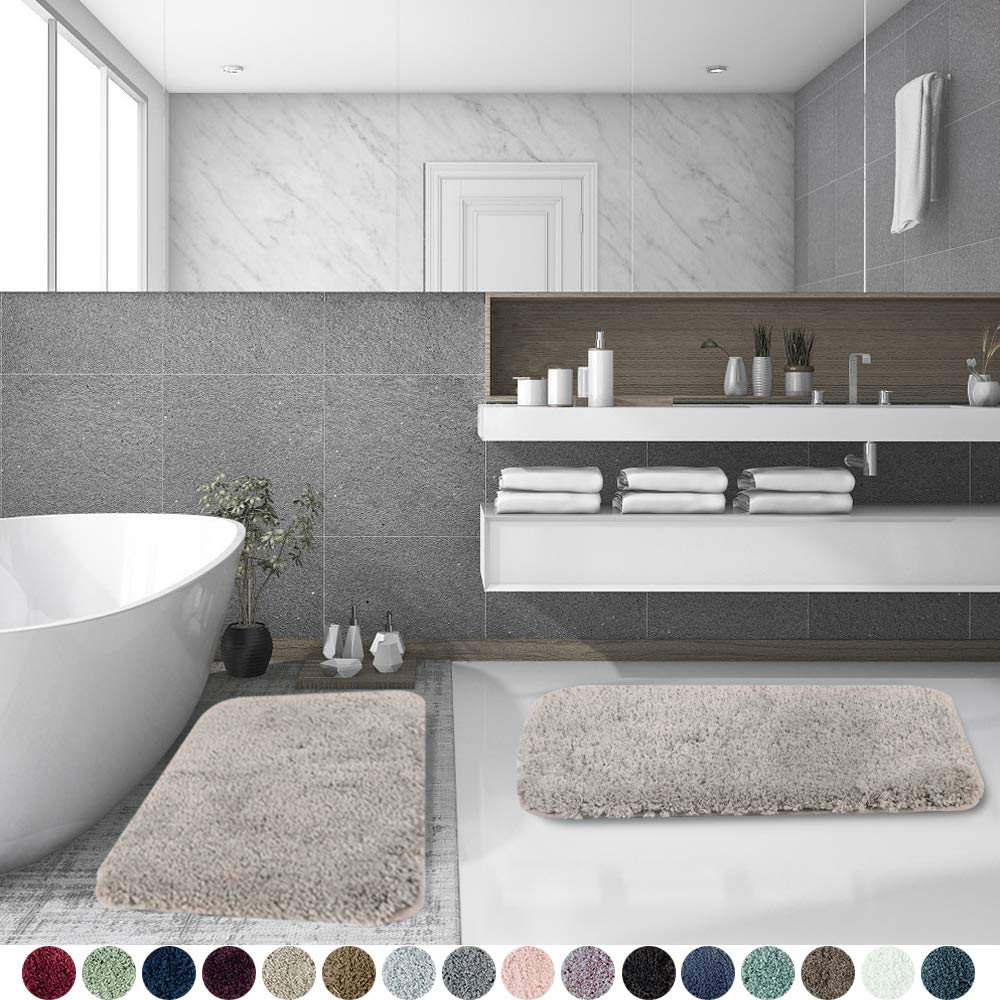 Walensee Shaggy 2 Piece Bath Rug Set, (20 X 32, 2 Pack Set, Light Tan) Bathroom Rug Set Bath Mats For Bathroom Machine Wash/Dry