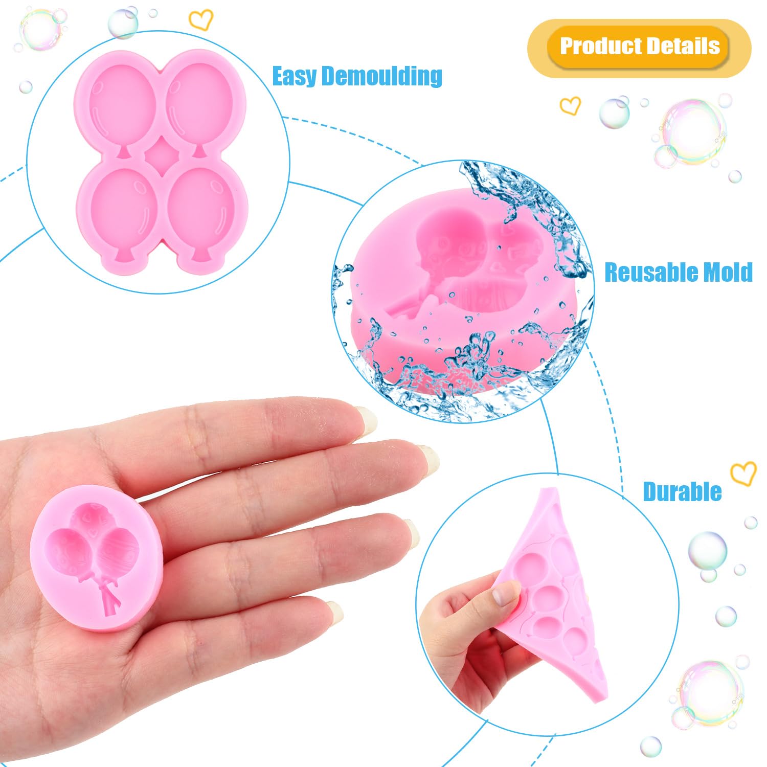 Miyahouse Balloon Chocolate Mold Silicone Air Balloon Fondant Mold For Cake Decorating Chocolate Candy Cupcake Topper Decorating