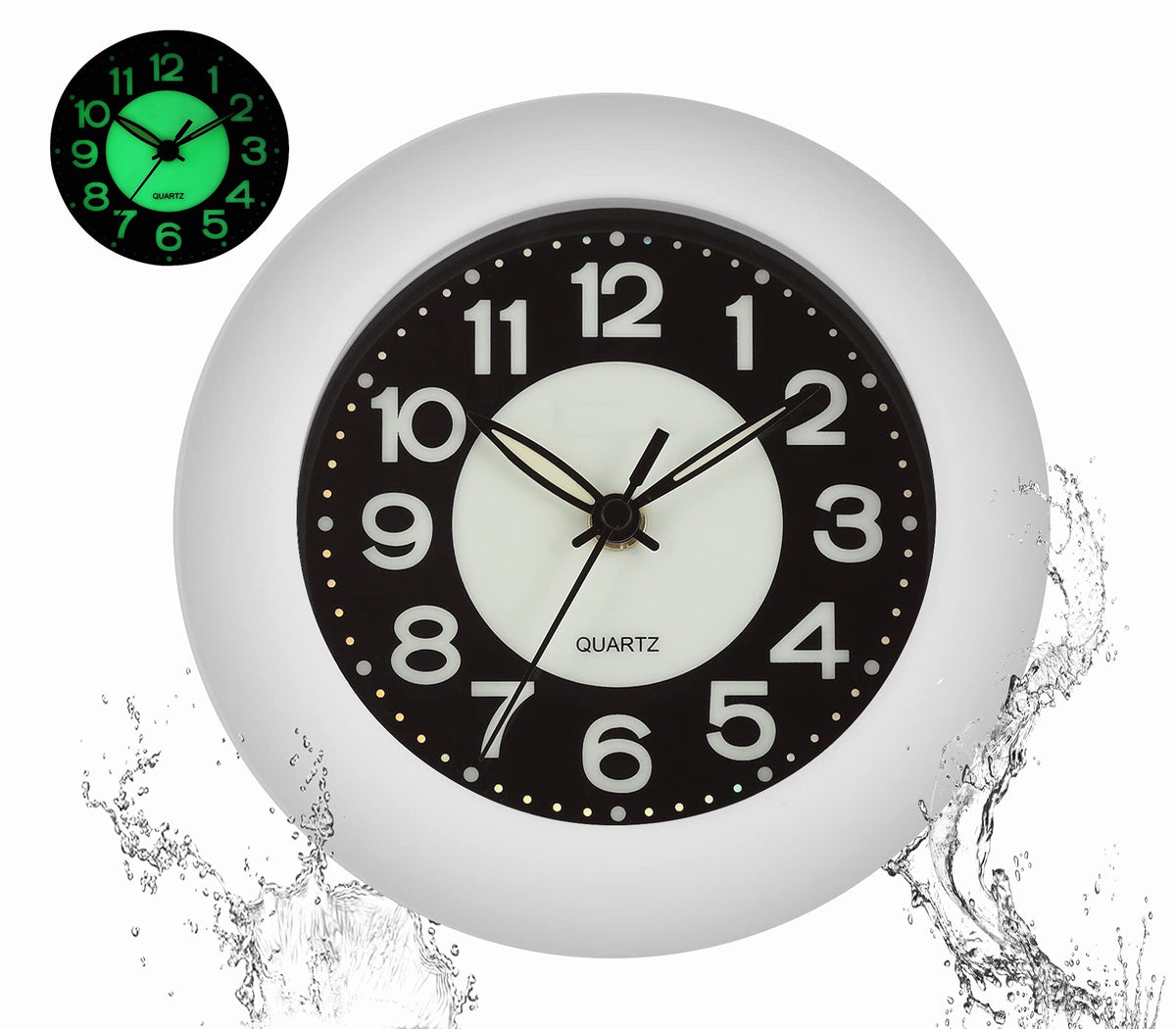 Lxszrph Shower Clock Luminous Bathroom Wall Clock?Waterproof For Water ...