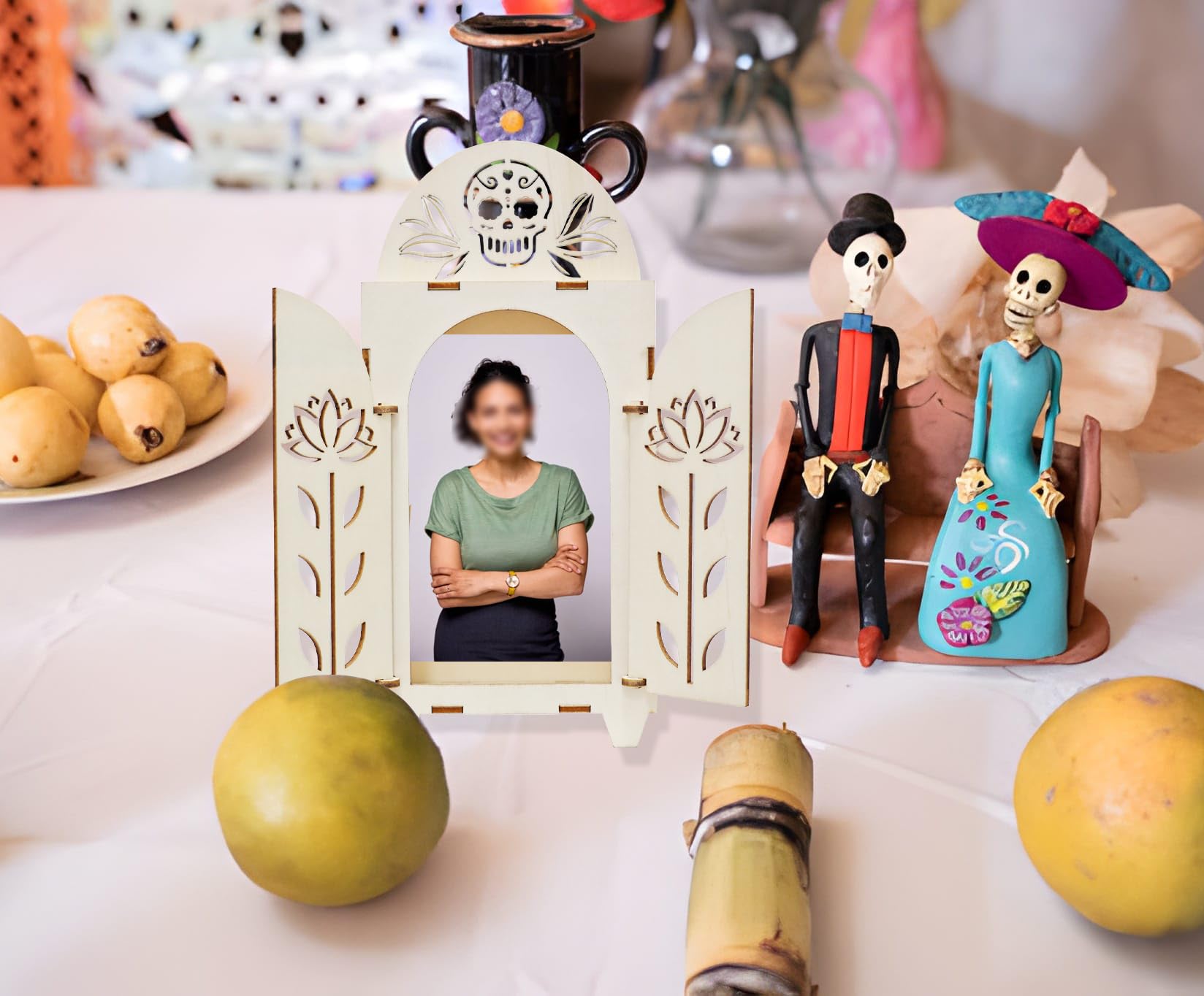 3pcs Dia De Los Muertos Altar Ofrenda Kit, Wooden Sugar Skull Day of The Dead Altar, Mini Ofrenda Shadow Box for Dia De Los Muer