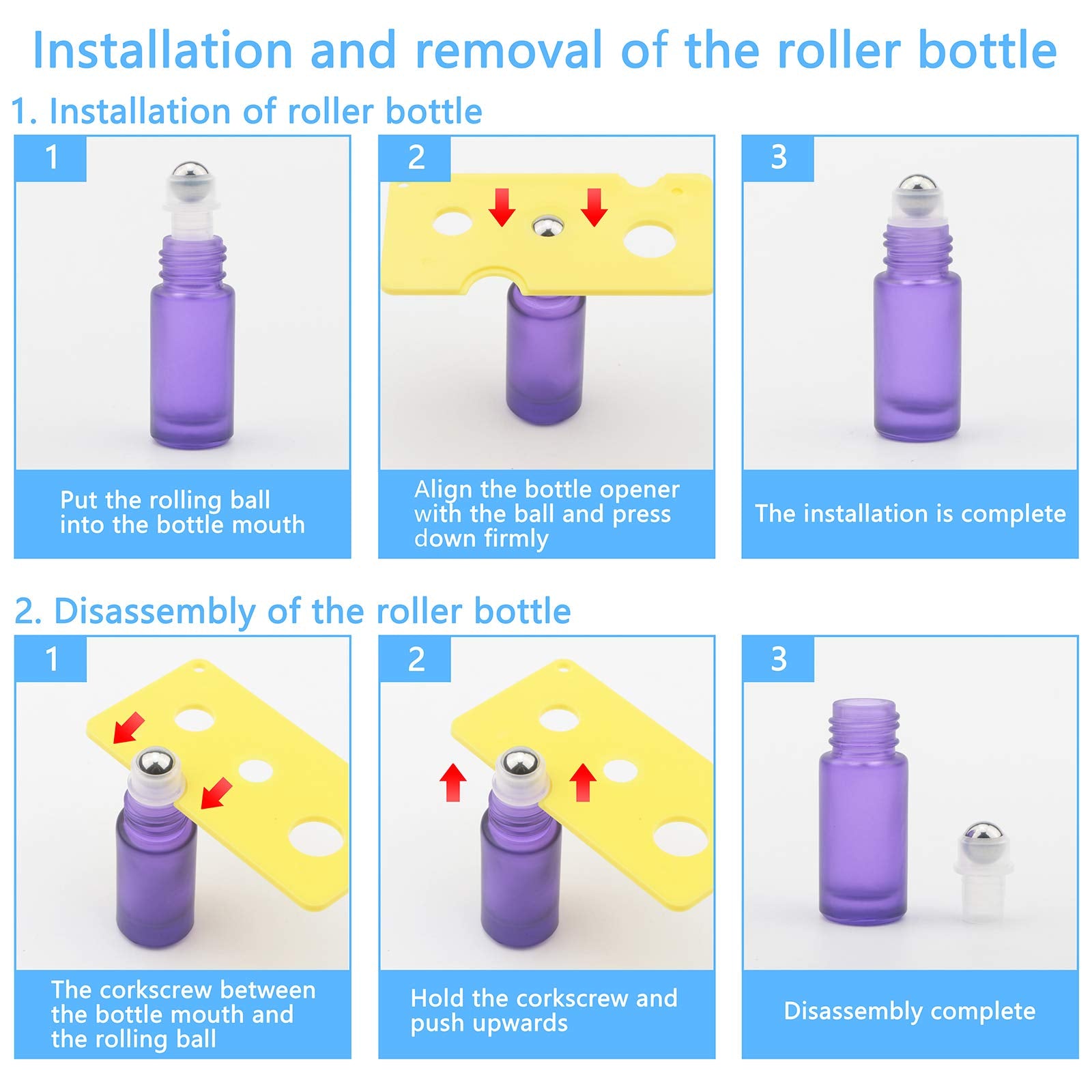 Ellbest 17Pcs 5Ml Glass Roller Bottle For Essential Oil Reusable Rolling Bottles With Stainless Steel Roller Balls & Funnels (Ma