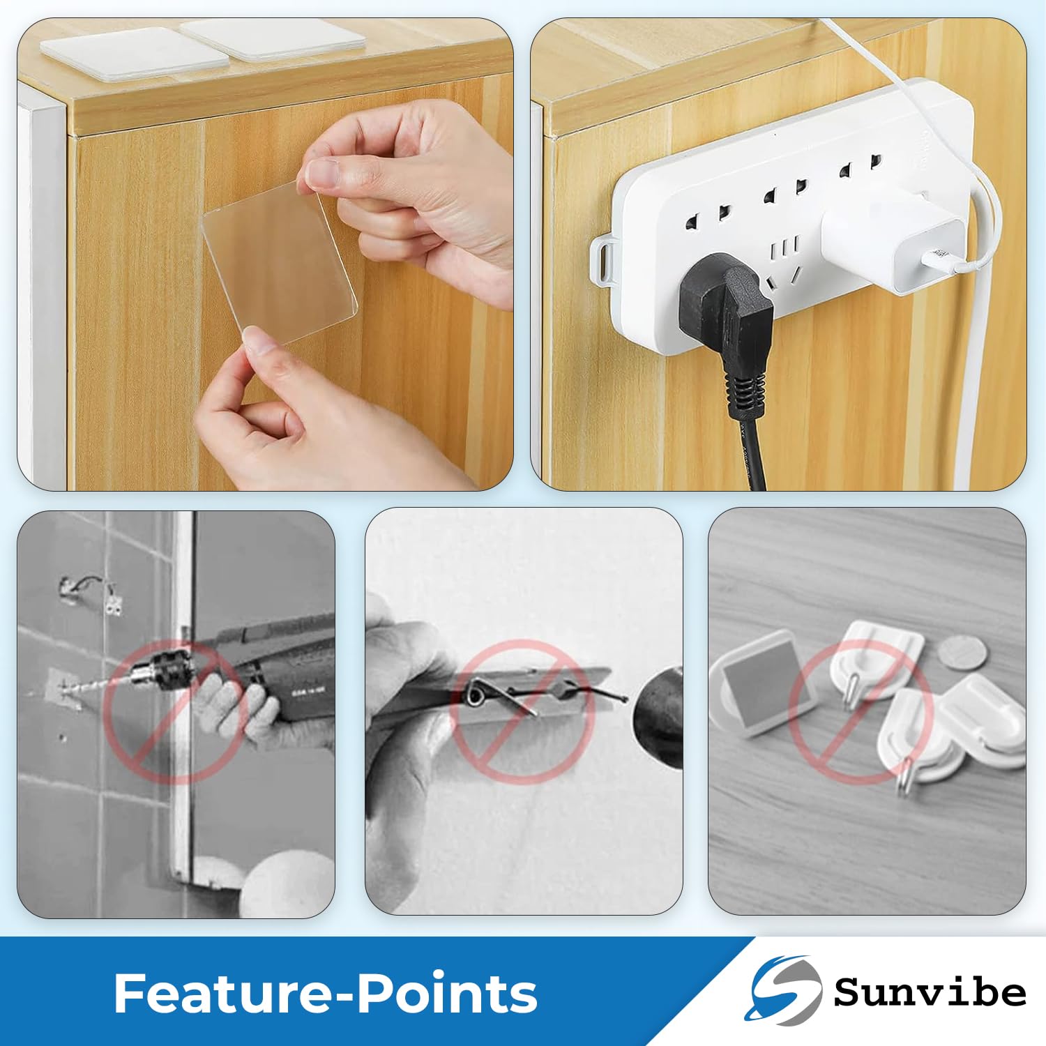 SUNVIBE Self Adhesive Tape Double Sided Heavy Duty Tap for Wall, Kitchen, Office, Wall, Car | Stickers for Home (Size - 6cm x 6c