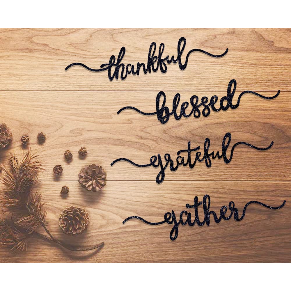 Aukolass 8 Pcs Thanksgiving Plate Cards, Thanksgiving Table Decorations Grateful Thankful Blessed Gather Place Card Plate Decors