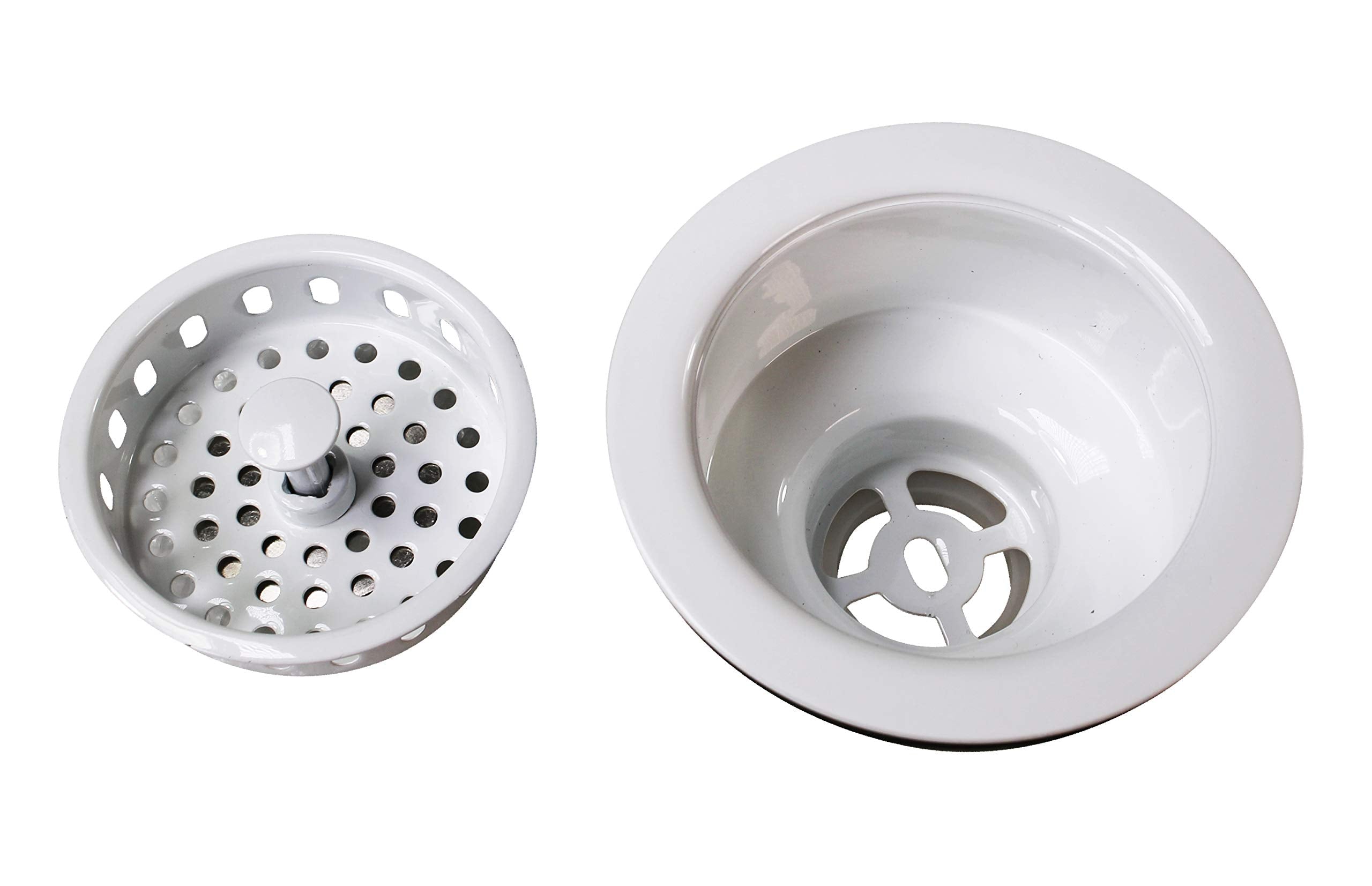 Westbrass A2165-50 4-1/4'' Od Post Style Large Kitchen Basket Strainer With Waste Disposal Flange And Stopper Drain Set, 1-Pack,