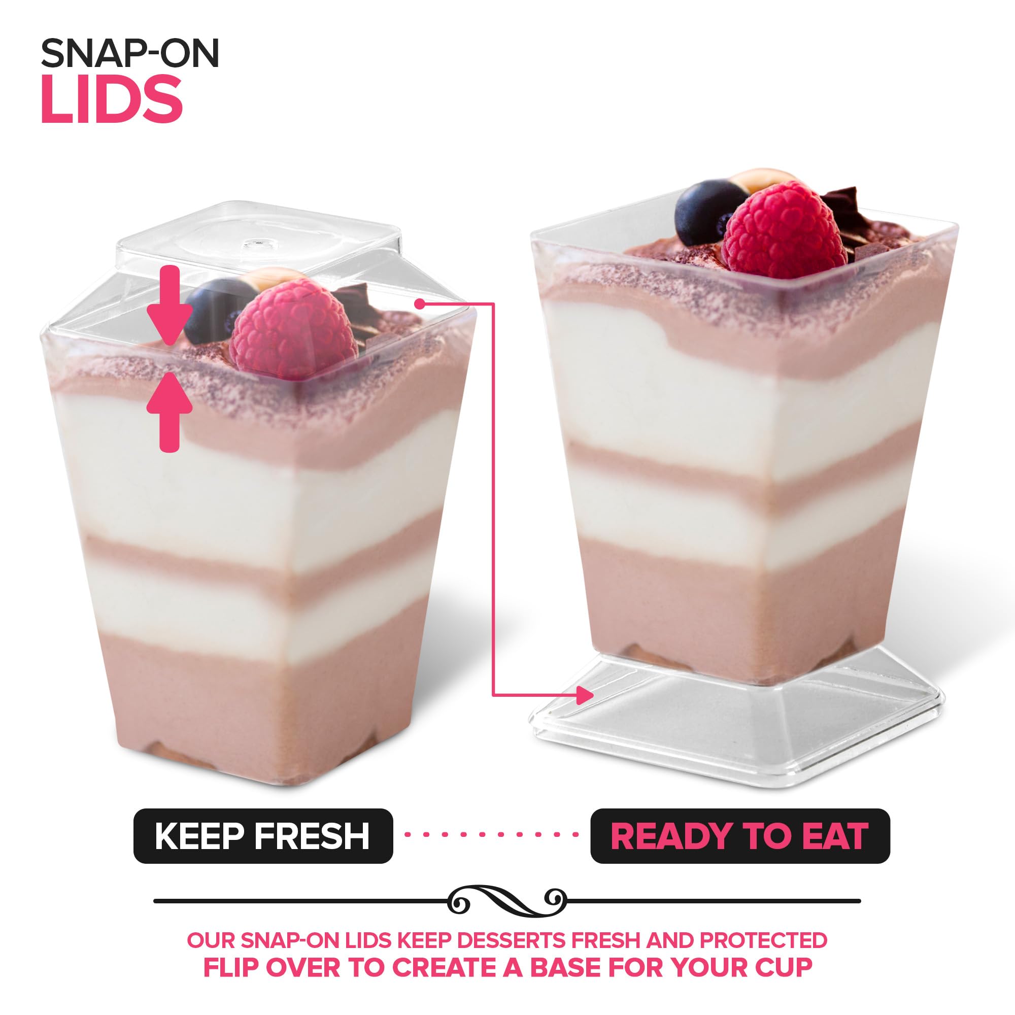 Stock Your Home 100 Pack 5 Oz Elegant Mini Clear Plastic Dessert Cups With Lids And Spoons Square Parfait Cup W/Lid For Small In