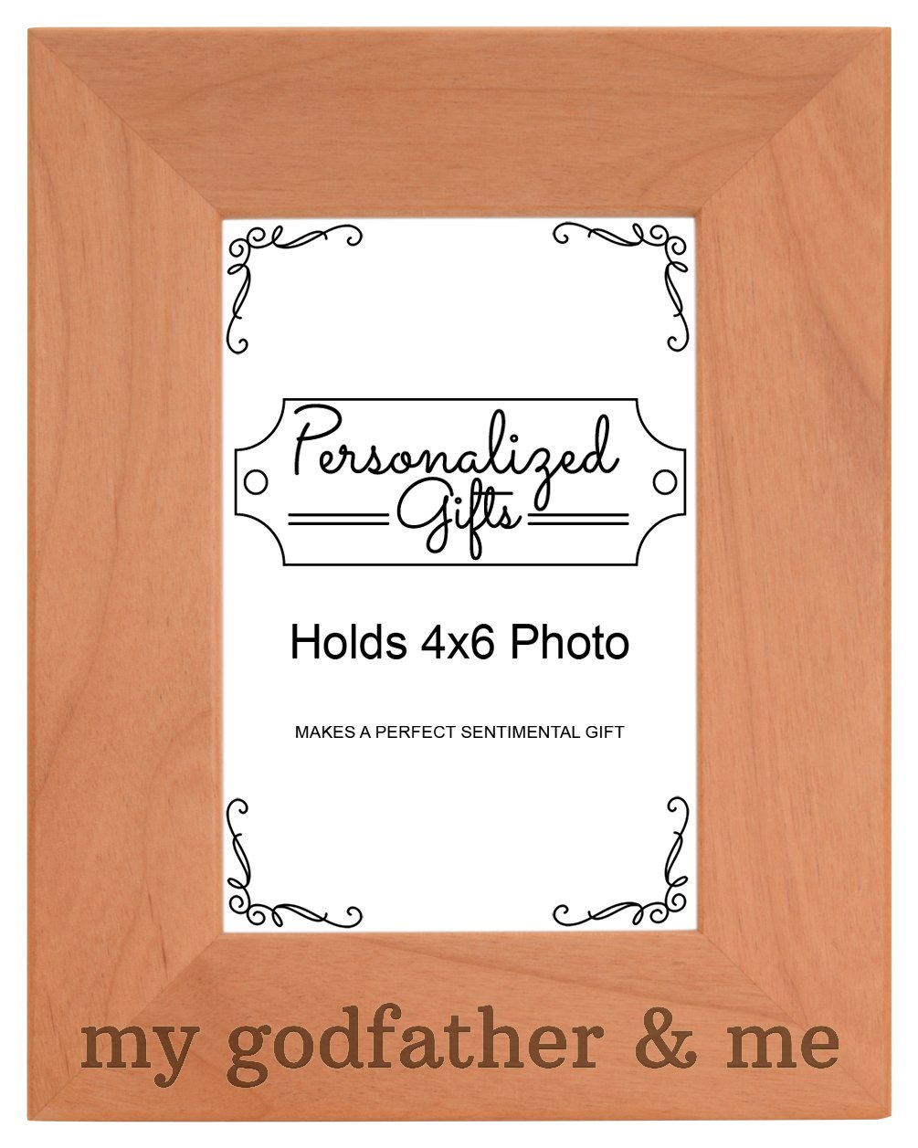ThisWear Godfather Picture Frame Godfather Me Natural Wood Engraved 4x6 Portrait Picture Frame Wood