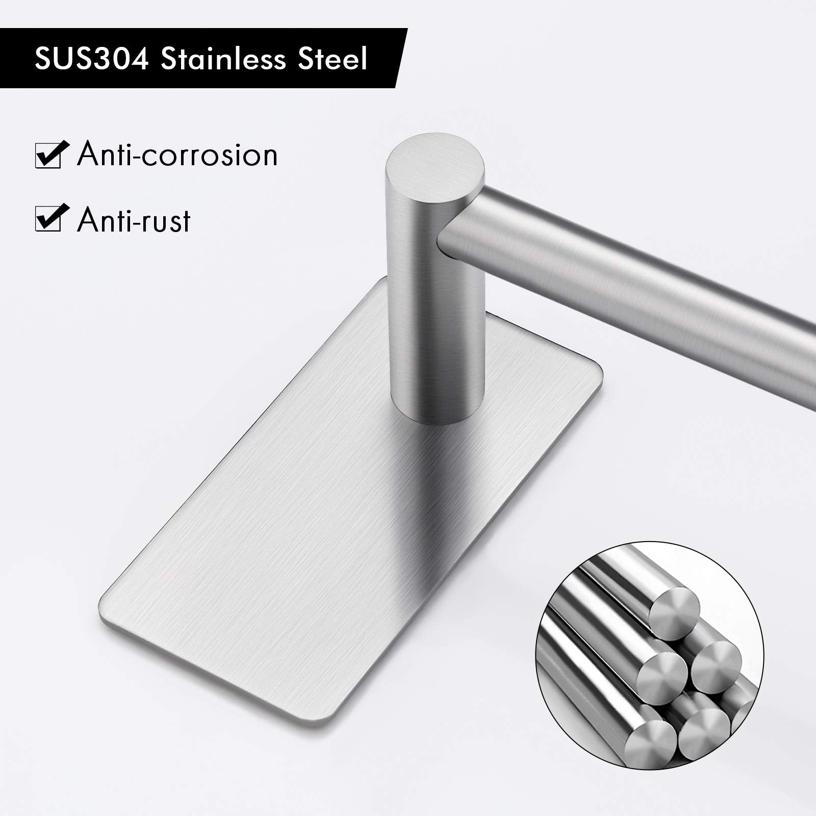 KES Self Adhesive Towel Bar  No Drill Towel Bar 24-Inch for Bathroom Towel Hangers Stick on Sticky Towel Holder SUS304 Stainless Steel Rustproof Brushed Finish  A7000S60B-2