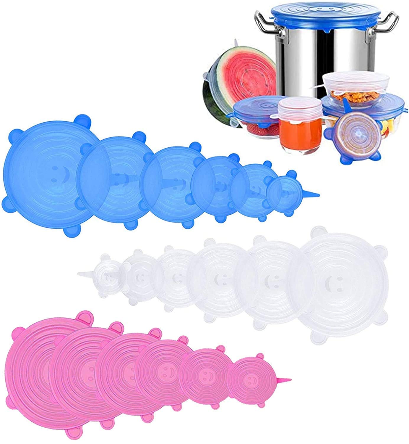 JRT Silicone Lid Set | Silicon lids for containers | Silicon Stretchable lids | Silicone lids and Cover (Transparent, Multicolor