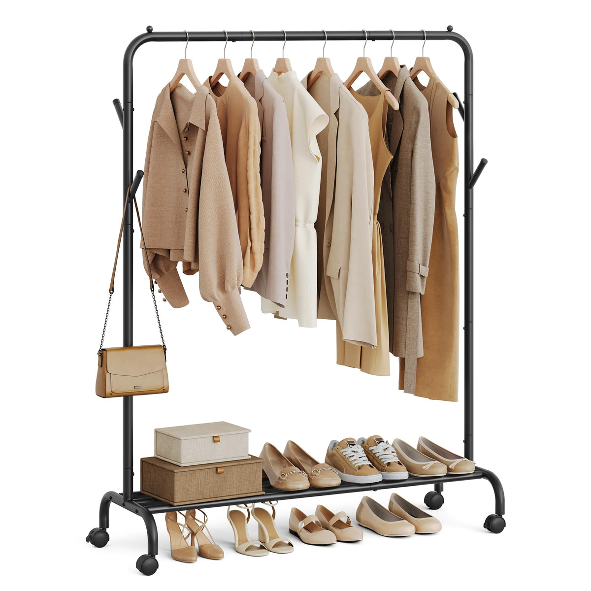 Songmics Clothes Rack, Clothing Rack For Hanging Clothes With Wheels, Heavy Duty Garment Rack, Metal Frame, 110 Lb Max. Total Lo