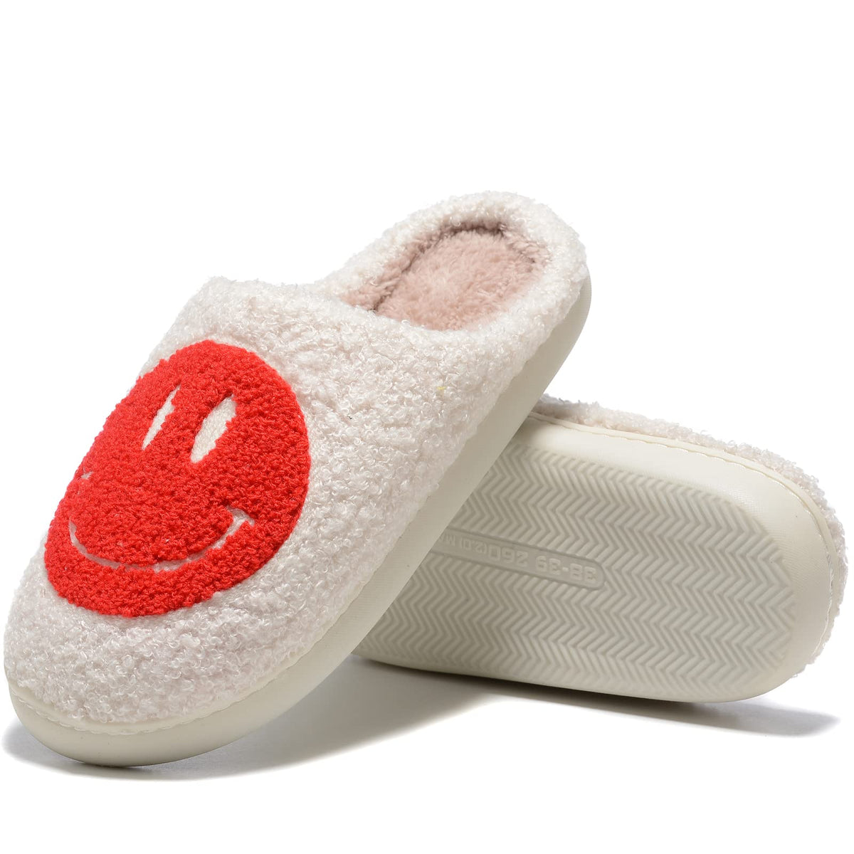 Retro Fuzzy Face Slippers For Women Men, Retro Soft Fluffy Warm Home Non-Slip Couple Style Casual Smiley Face Slippers Indoor Ou
