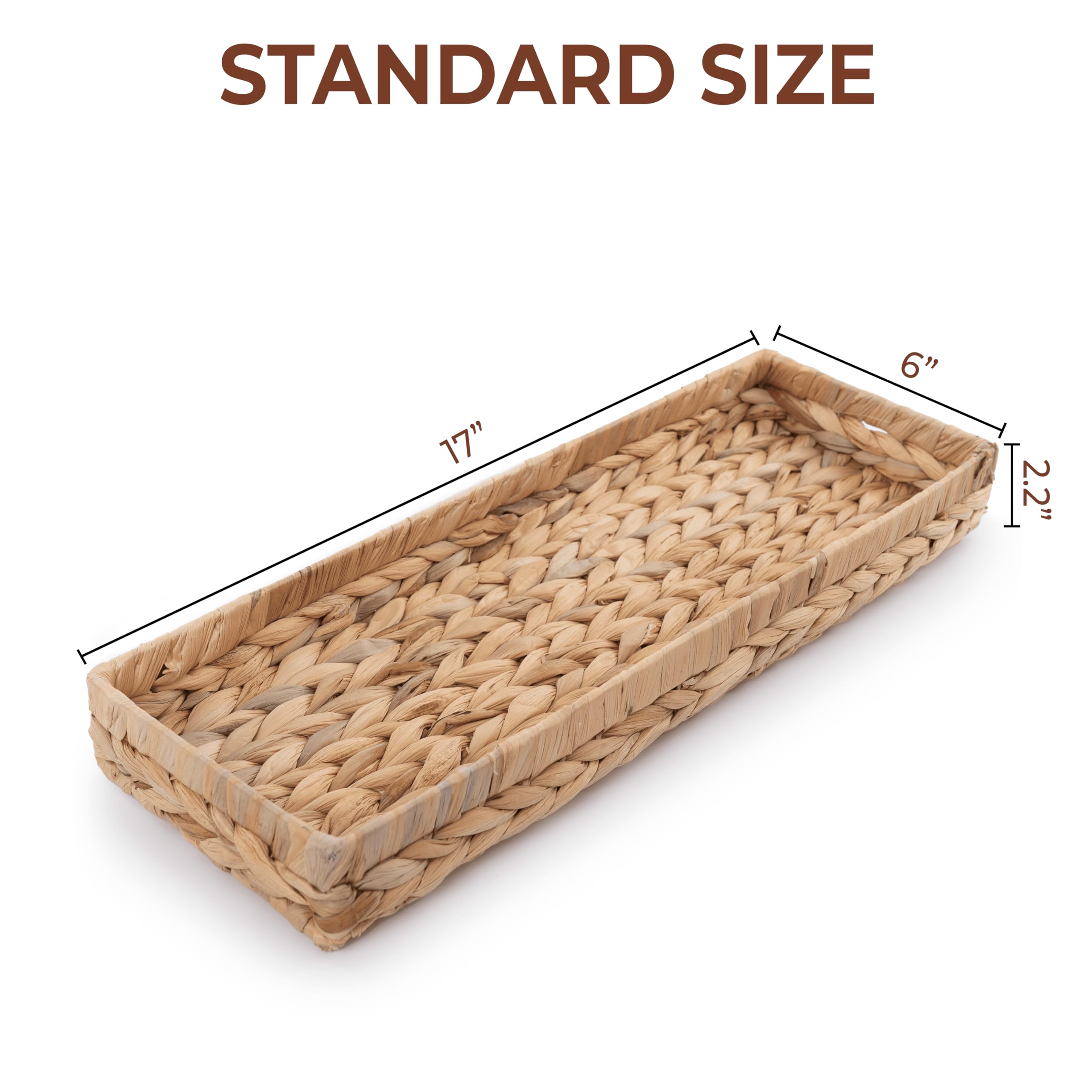 Wicker Toilet Tank Basket, 16 Inch Toilet Tank Tray For Bathroom Long Back Of Toilet Tray Vanity Tray Set For Bathroom Counterto