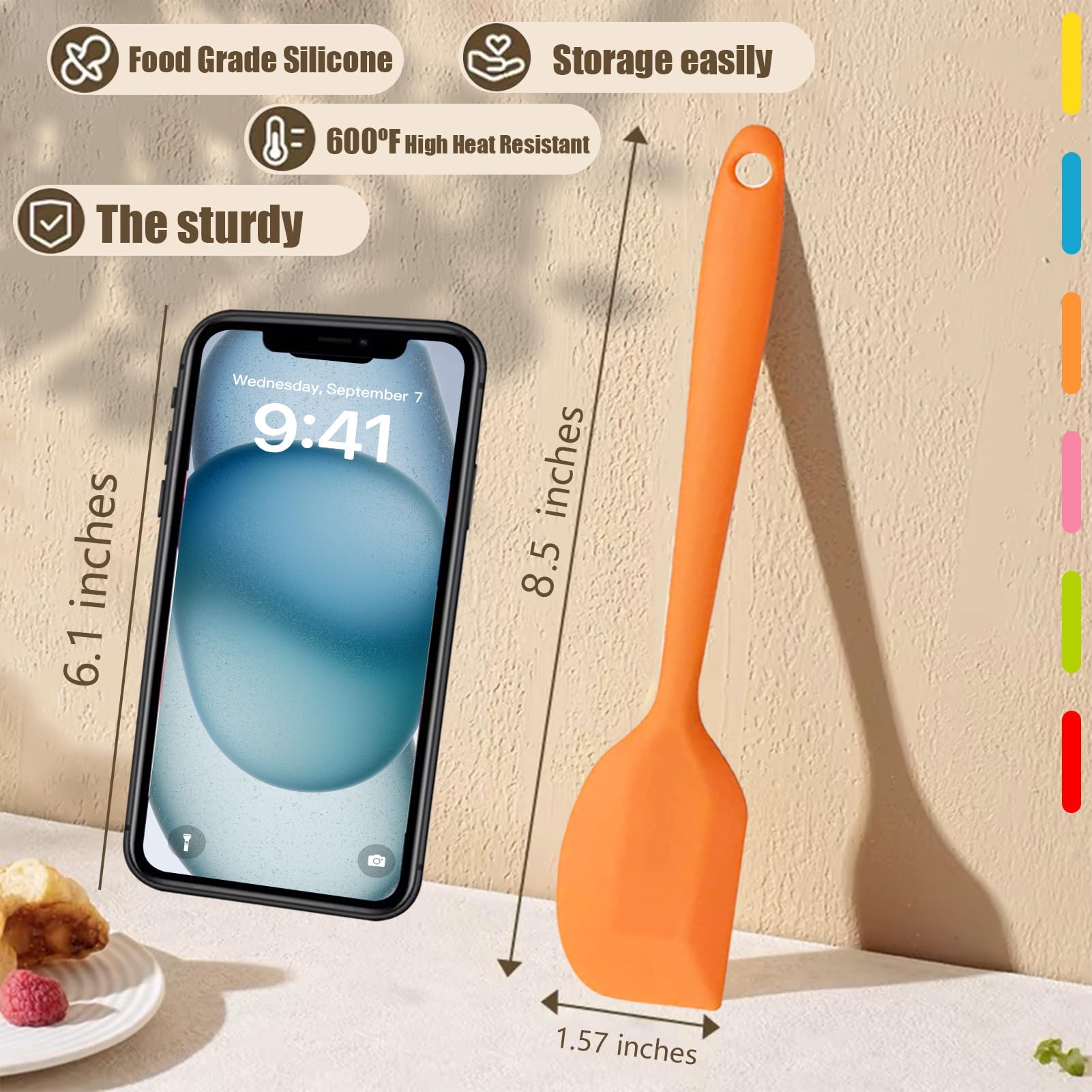 8 Pieces Silicone Spatulas,8.5 Inch Non-Stick With Stainless Steel Core,Heat Resistant-500?, Food Grade Dishwasher Safe, For Mix