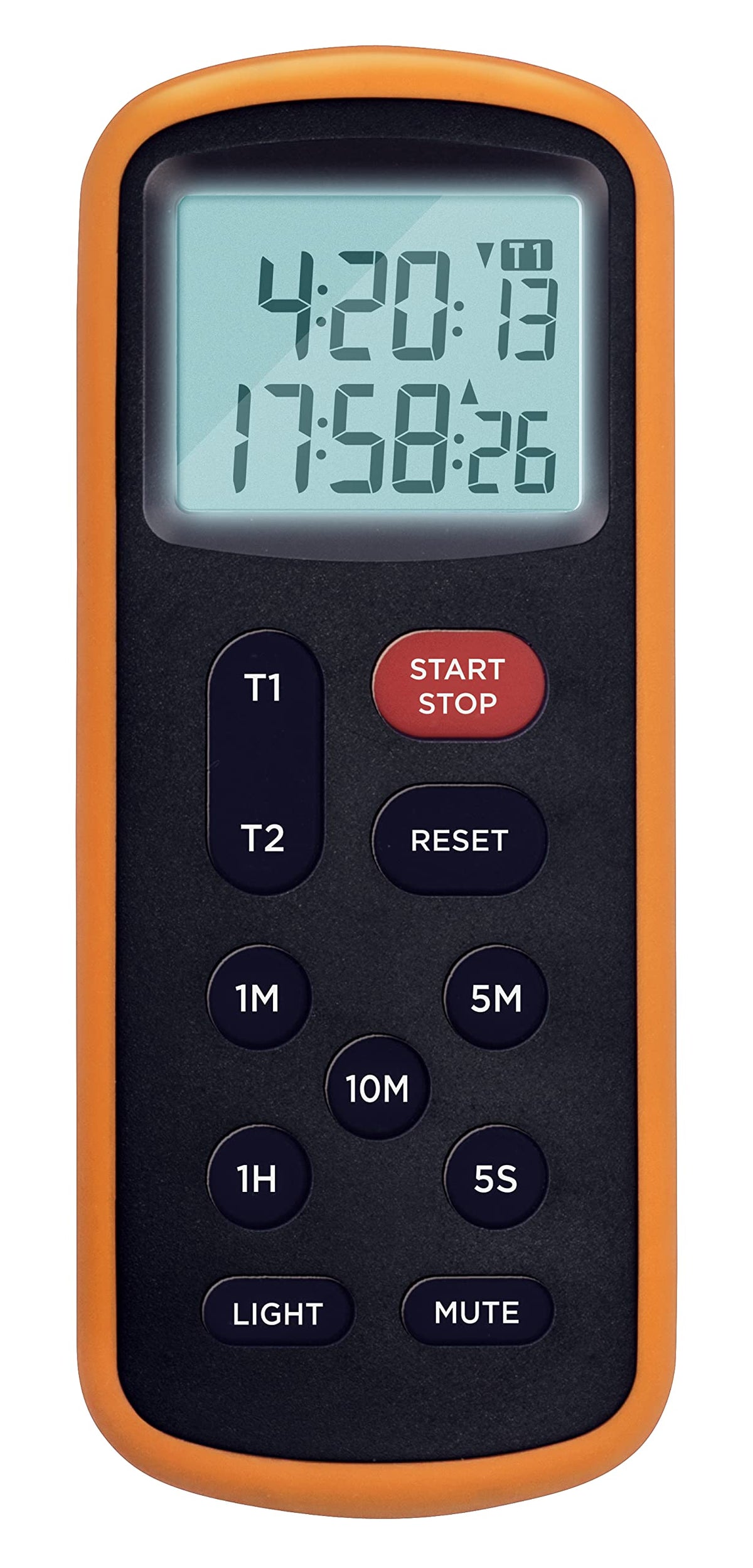 Lavatools Kt8 Digital Kitchen Dual Timer & Stopwatch, Backlight, Ultra Loud Alarm, Mute Function, Quick-Set Buttons, Hang Hole,