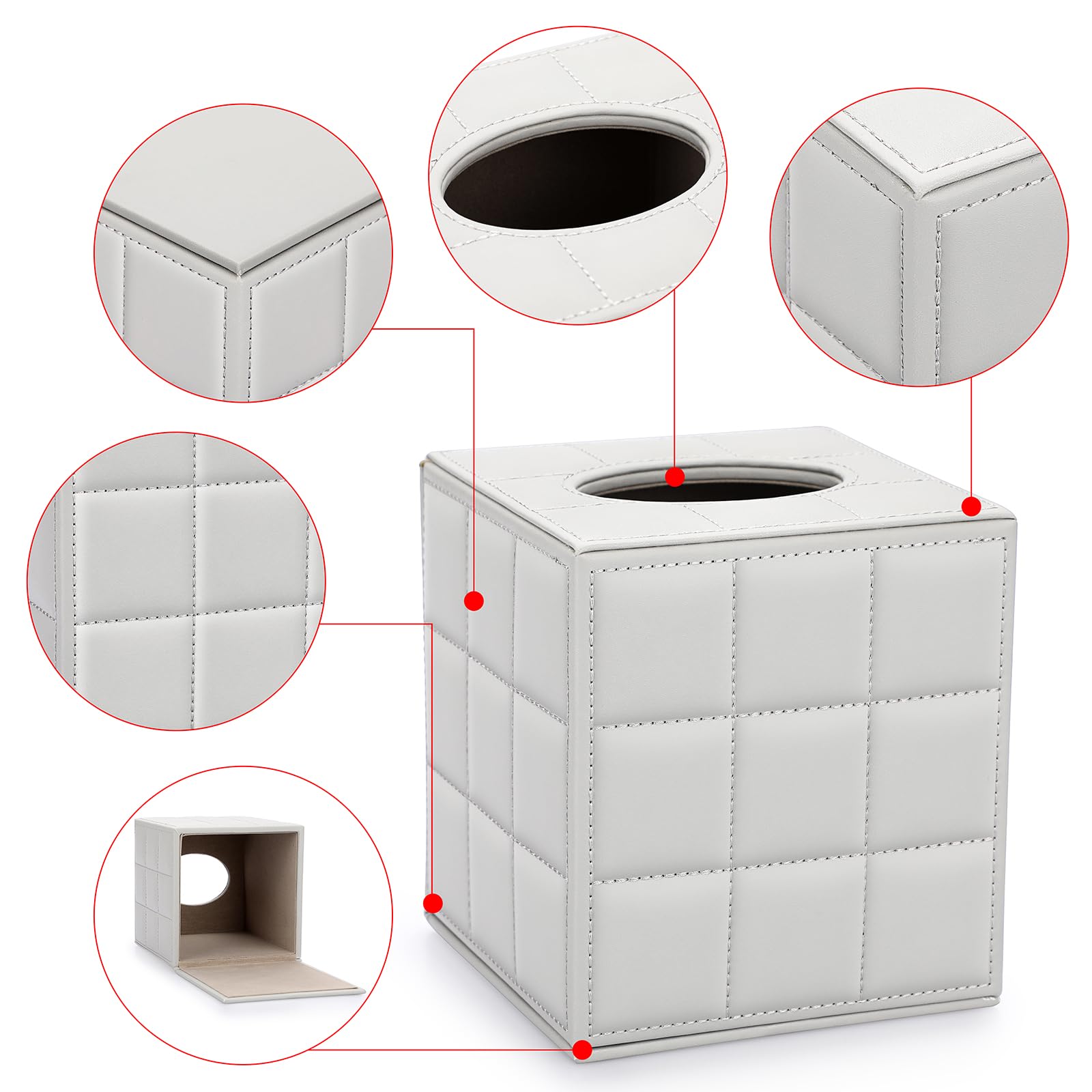 Sumnacon Tissue Box Cover Square Tissue Box Stylish Pu Tissue Box Holder With Magnetic Bottom, Cube Leather Tissue Cover For Liv