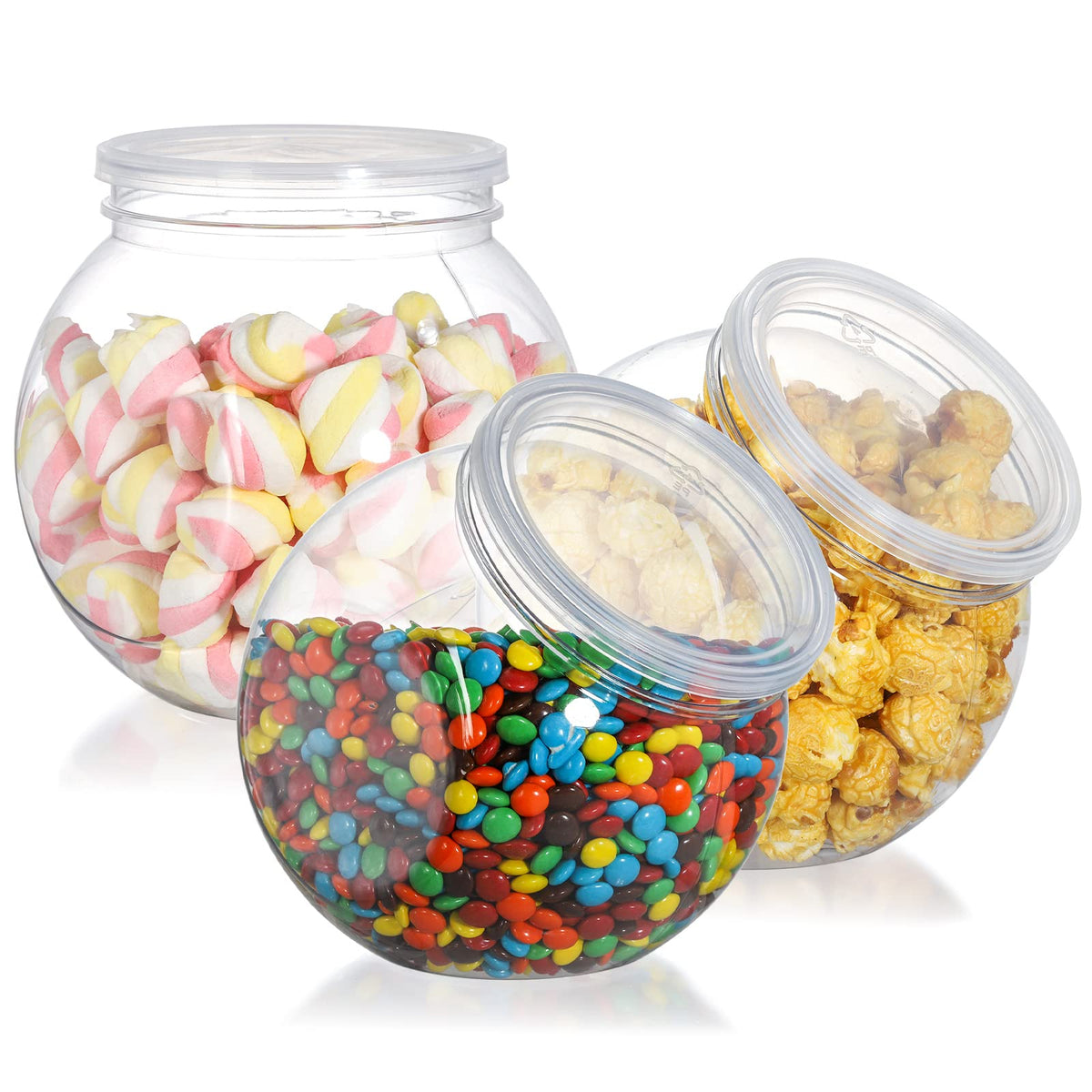 Topzea 3 Pack Candy Jars With Lids, 46 Oz Plastic Clear Cookie Storage Container Sweet Jar With Lid, Wide Mouth Opening Kitchen