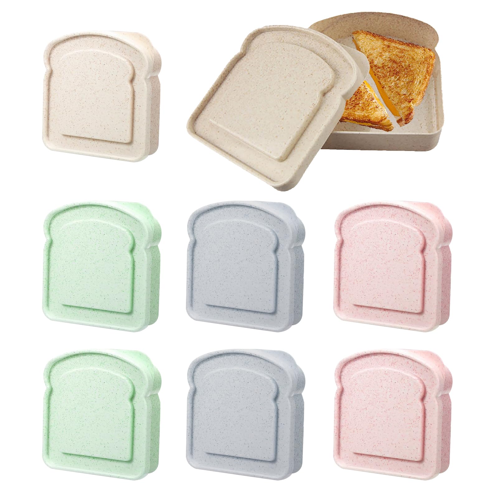Voittozege Sandwich Containers 8 Pcs Reusable Lunch Plastic Box 14 oz