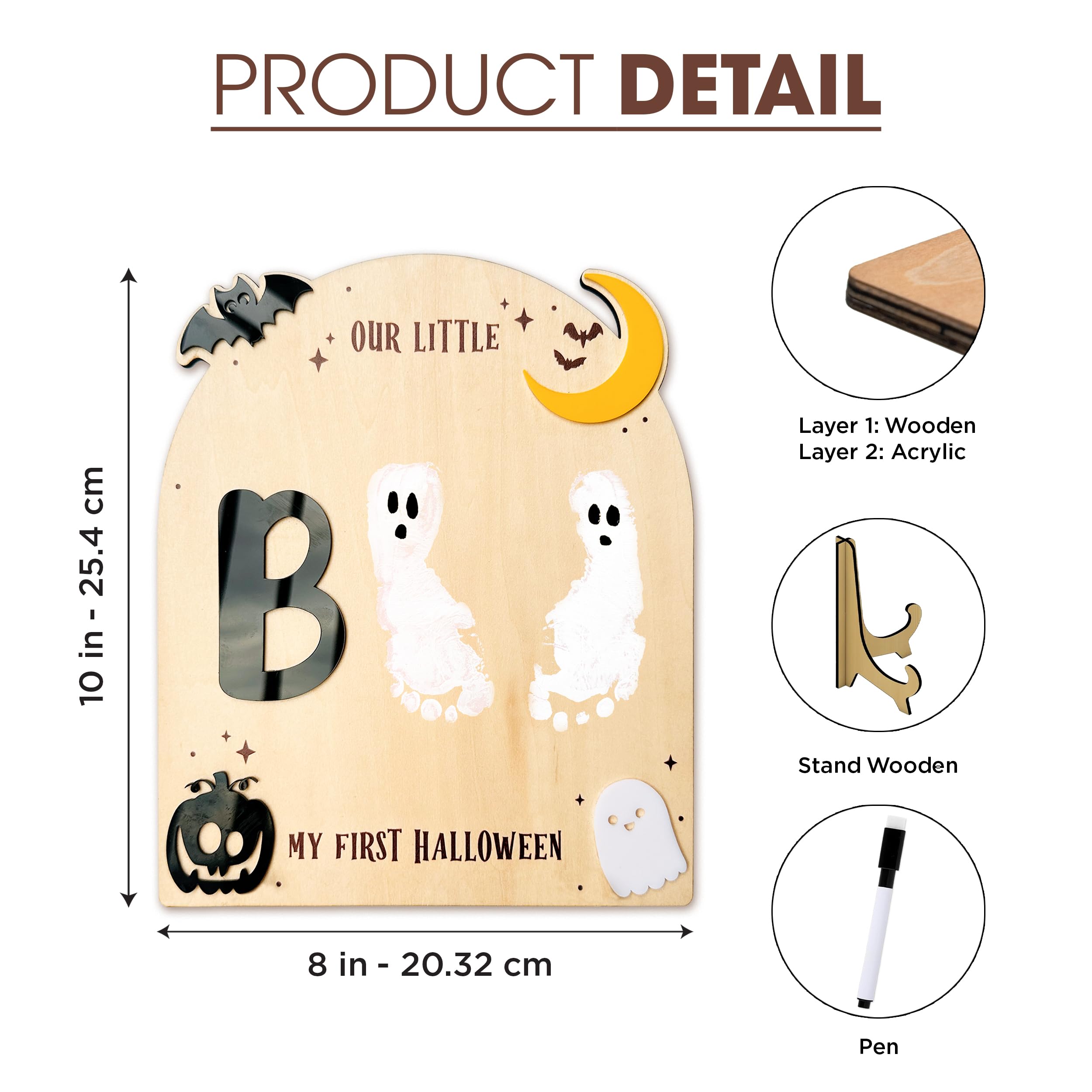 Baby First Halloween Crafts 2025- My Little Boo DIY Footprint, Handprint Signs - Baby First Halloween Keepsake - My First Holida
