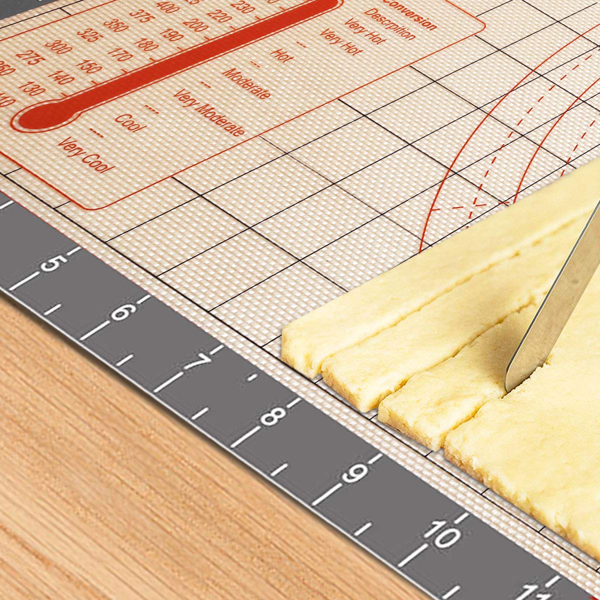 Silicone Pastry Baking Mat Non Stick-Large Rolling Dough With Measurements-Non Slip Pizza,Fondant,Pie,Cake Baking Mat - 26 X 16