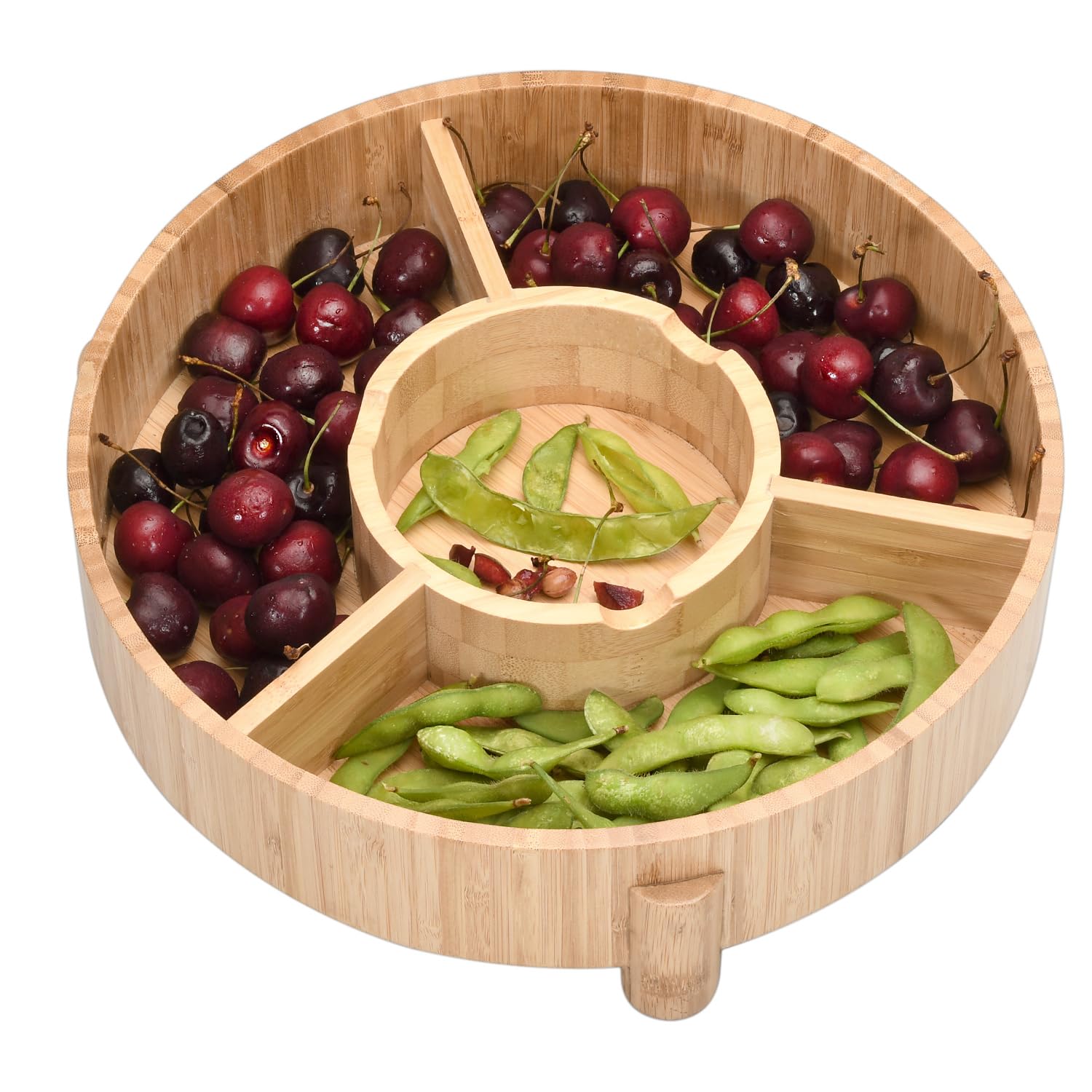 Mobilevision Bamboo Dish Snack Bowl For Pistachios, Peanuts, Sunflower Seeds, Fruit, Olives, Edamame & More Serving Dish For Ent