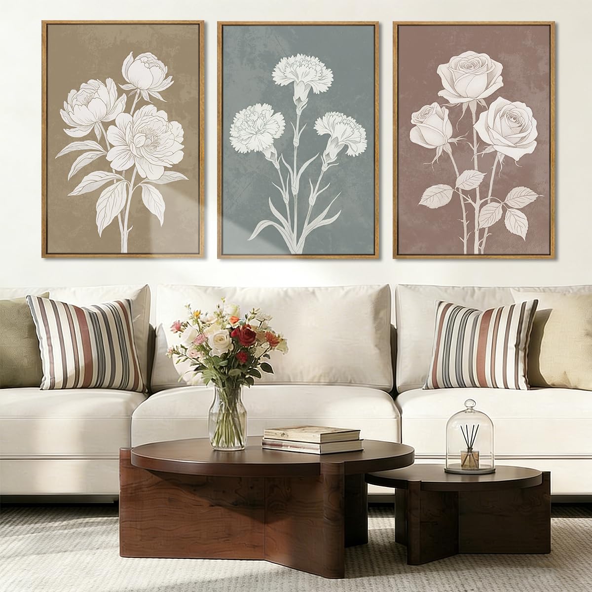 Bincue Floral Wall Art Set Of 3 24X36 Inches