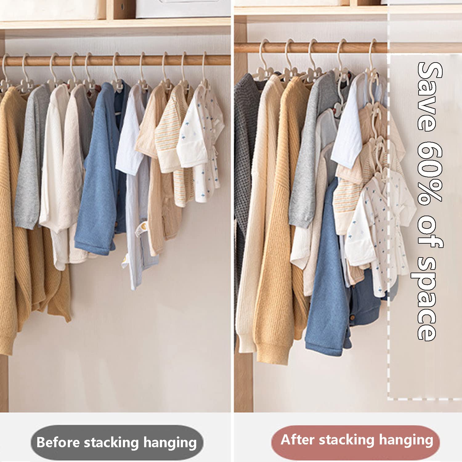 WJWSKI Baby Hangers for Closet - 20 Pack Baby Clothes Hangers Adjustable Baby & Kids Hangers for Nursery Cascading Plastic Childrens Hangers & Infant Hangers for Closet- Space Saving