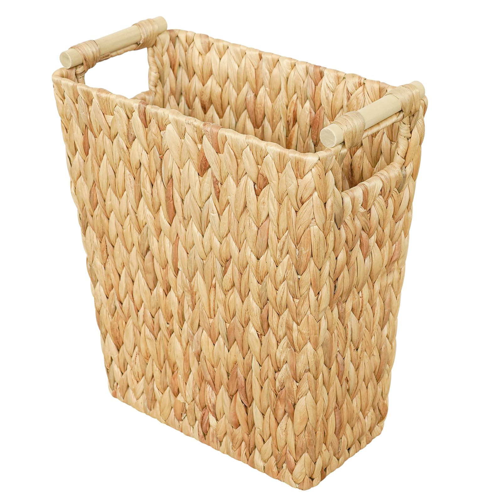 6 Gallon Wicker Trash Can,Wicker Waste Basket For Bathroom,Bedroom,Large Narrow Water Hyacinth Wicker Trash Basket,Rattan Boho D