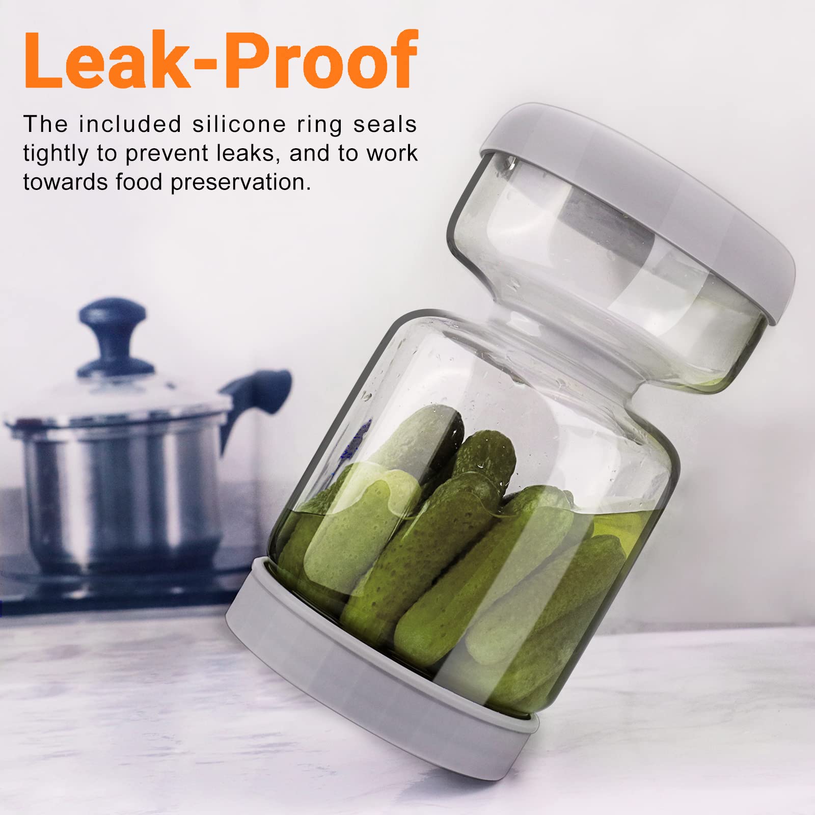 Homnoble Pickle And Olive Hourglass Jar With Strainer Flip For Pickle Juice Separator From Wet And Dry, Upgrade Food-Grade Abs L