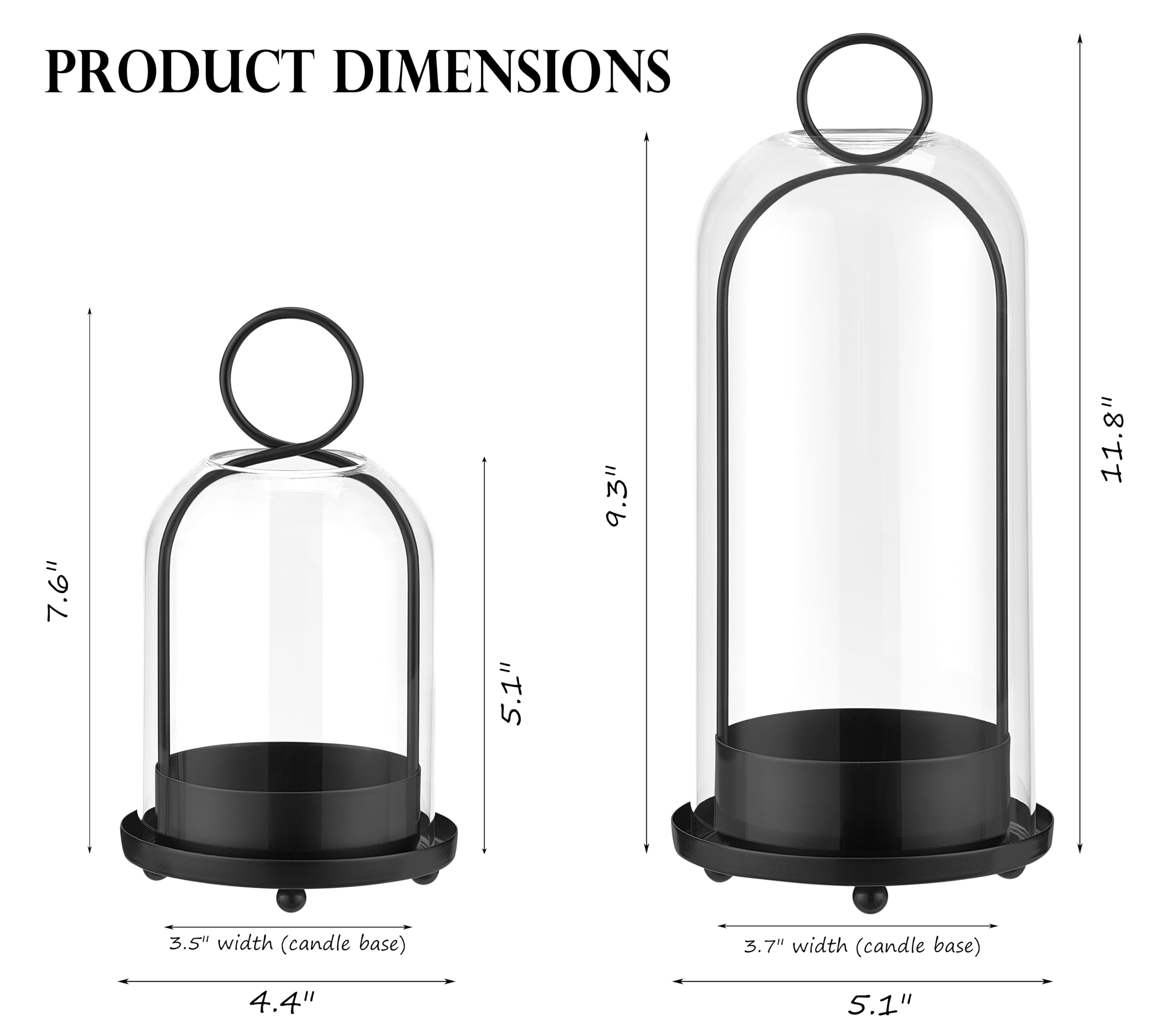 BUZFOWU Candle Holder Lanterns, Handcrafted Metal & Glass with Modern Aesthetic Design, Hurricane Pillar Candlestick Holders, Ta