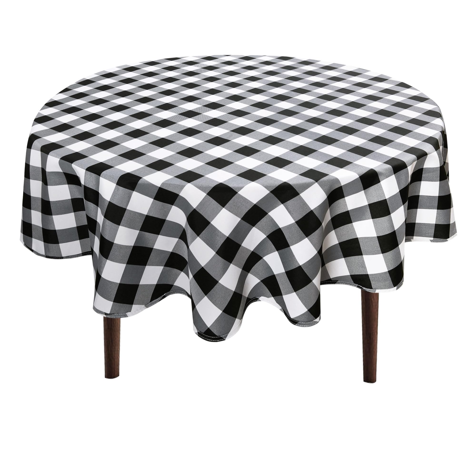 Hiasan Checkered Round Tablecloth 60 Inch - Waterproof Stain And Wrinkle Resistant Washable Fabric Table Cloth For Dining Room P