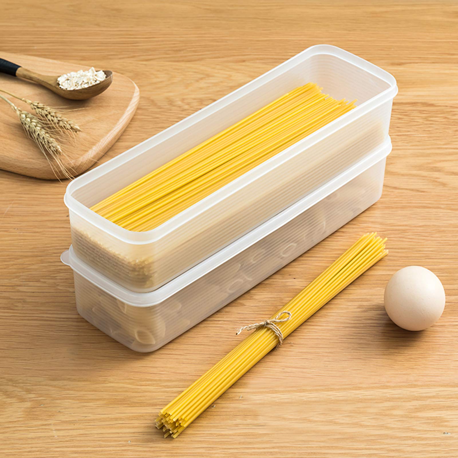 2Pcs Pasta Storage Container Kitchen Spaghetti Food Storage Box - Noodle Canister With Lid For Spaghetti, Noodles, Pasta, Eggs,