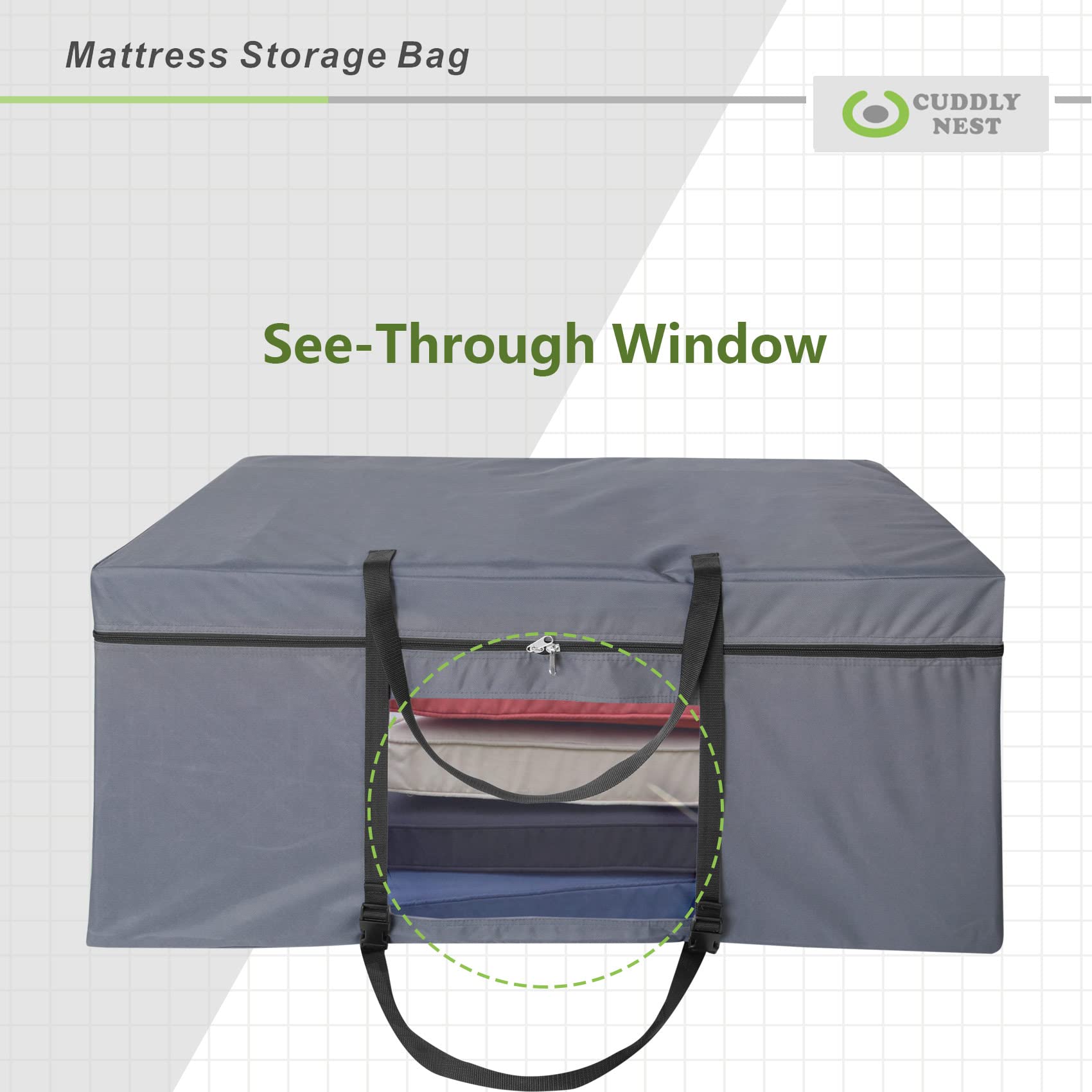 Cuddly Nest Folding Mattress Storage Bag - Heavy Duty Carry Case For Tri-Fold Guest Bed Mattress (Fits 4 Inch Twin & Twin Xl Mat