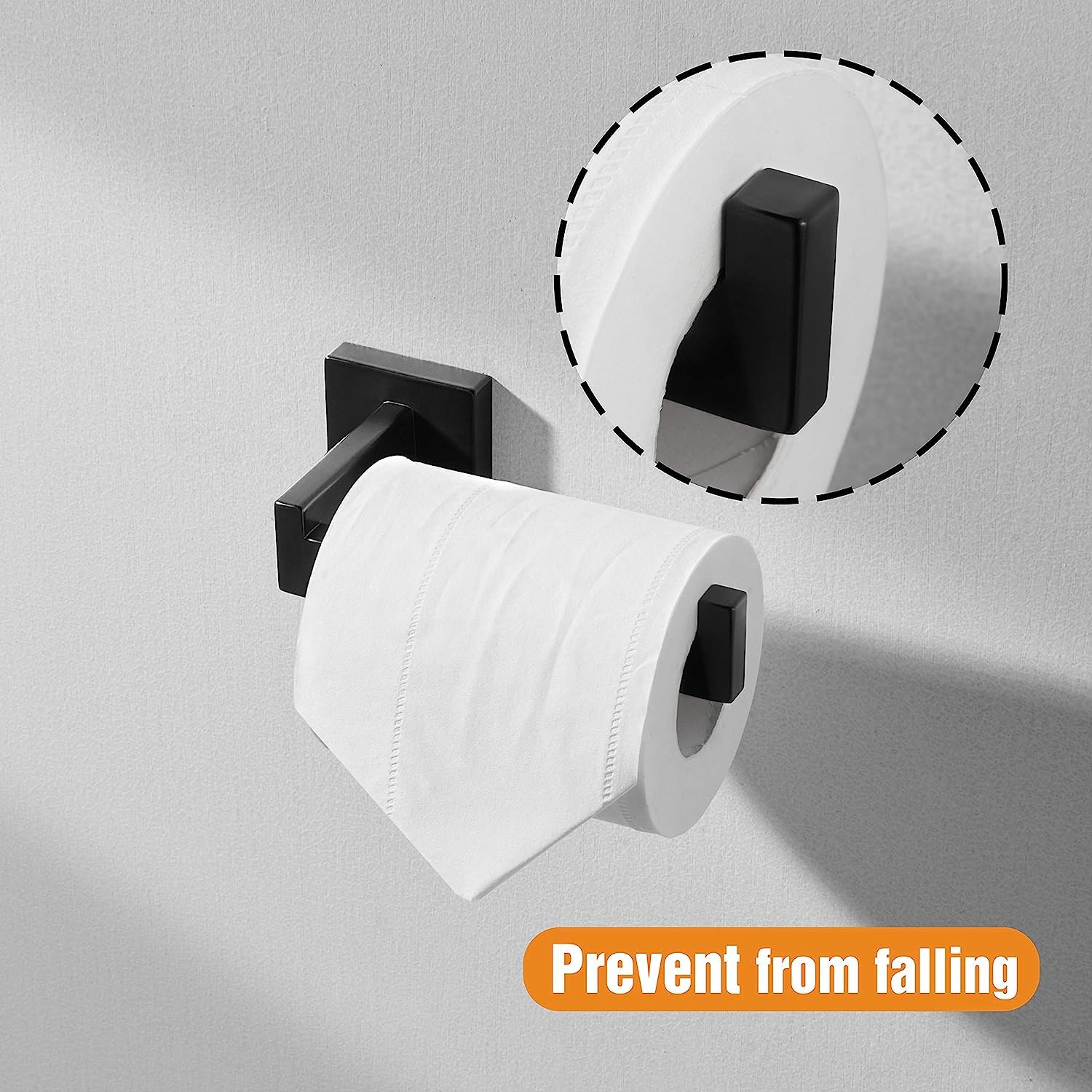 Hitslam Matte Black Square Toilet Paper Holder Premium 304 Stainless Steel Toilet Roll Holder For Bathroom Rustproof Wall-Mounte