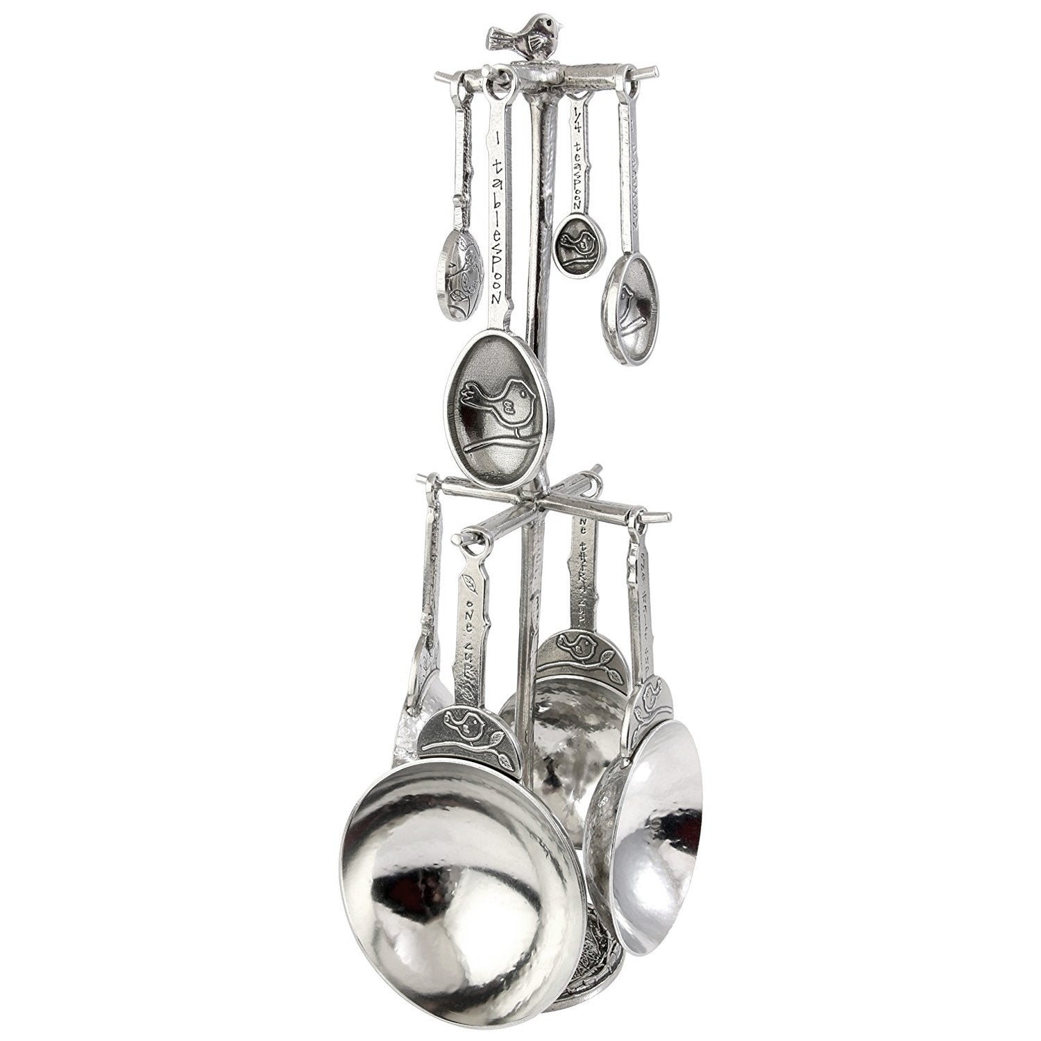 Crosby & Taylor Bird Pewter Measuring Cups And Spoons Super Post Set