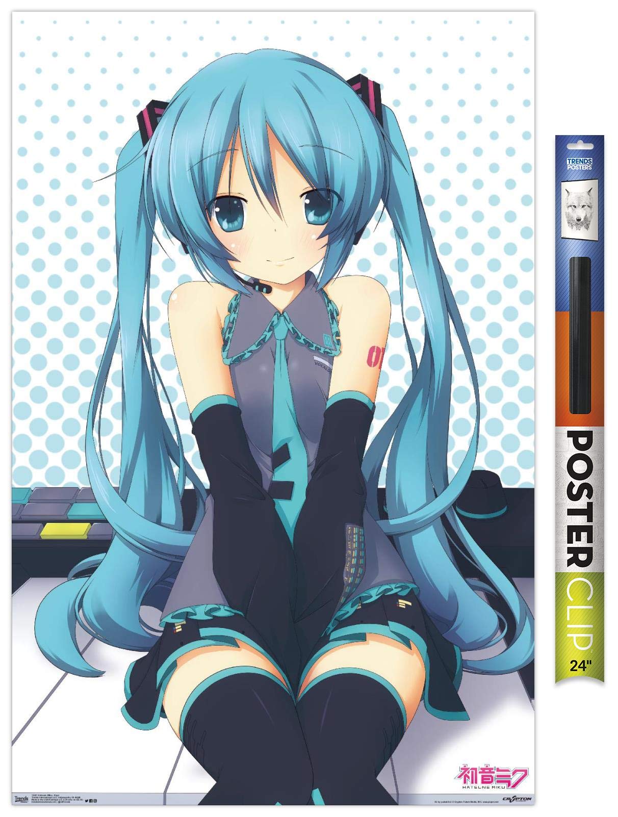 Trends International Hatsune Miku - Keys Wall Poster, 22.375'' X 34'', Poster & Clip Bundle