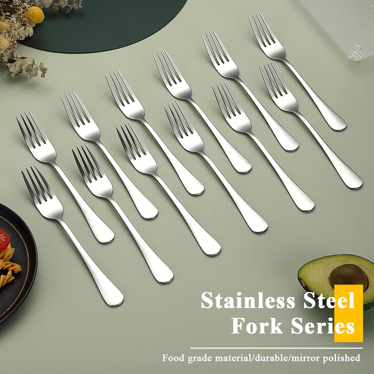 Evanda Dinner Fork 24 Pieces  Stainless Steel 8.07inch Forks  Cake Forks  Table Forks Dessert Forks  Easy To Clean  Dishwasher Safe