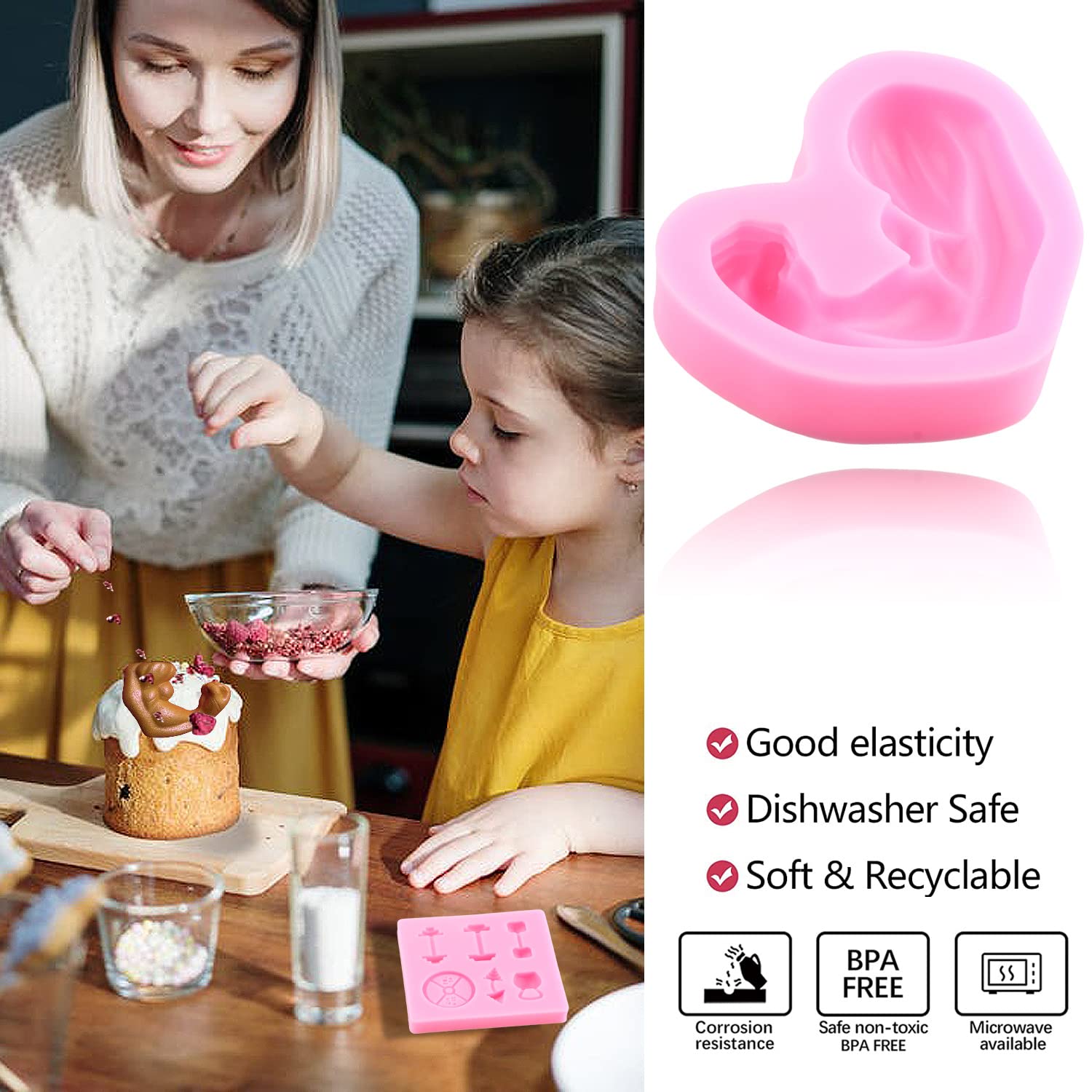 Mujiang Sports Fitness Workout Exercise Dumbbell Silicone Molds Muscle Fondant Mold For Cake Decorating Cupcake Candy Polymer Cl