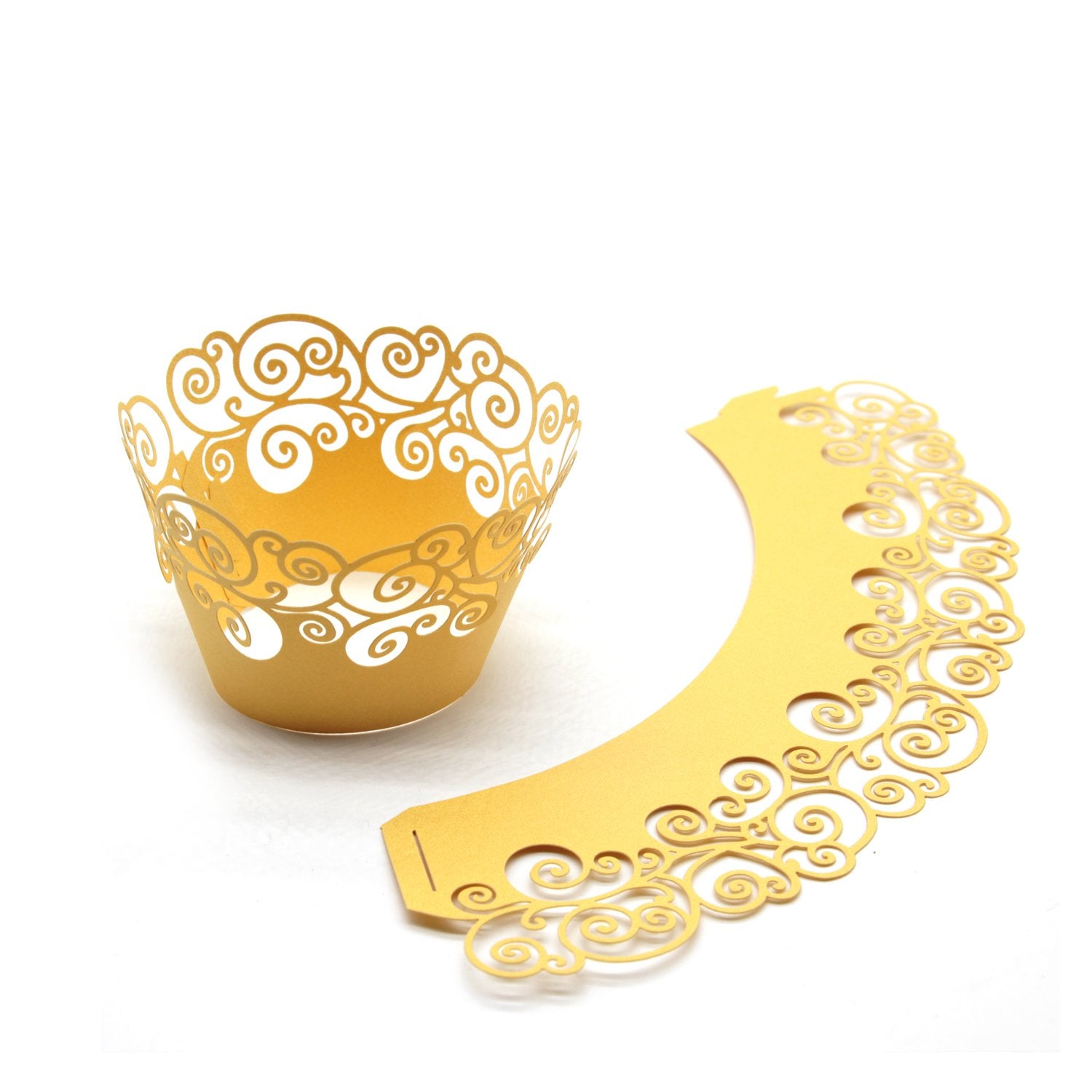 Kposiya Cupcake Wrappers 100 Pack Cupcake Wraps In 5 Colors Filigree Artistic Bake Cake Paper Cup Little Vine Laser Cut Liner Ba
