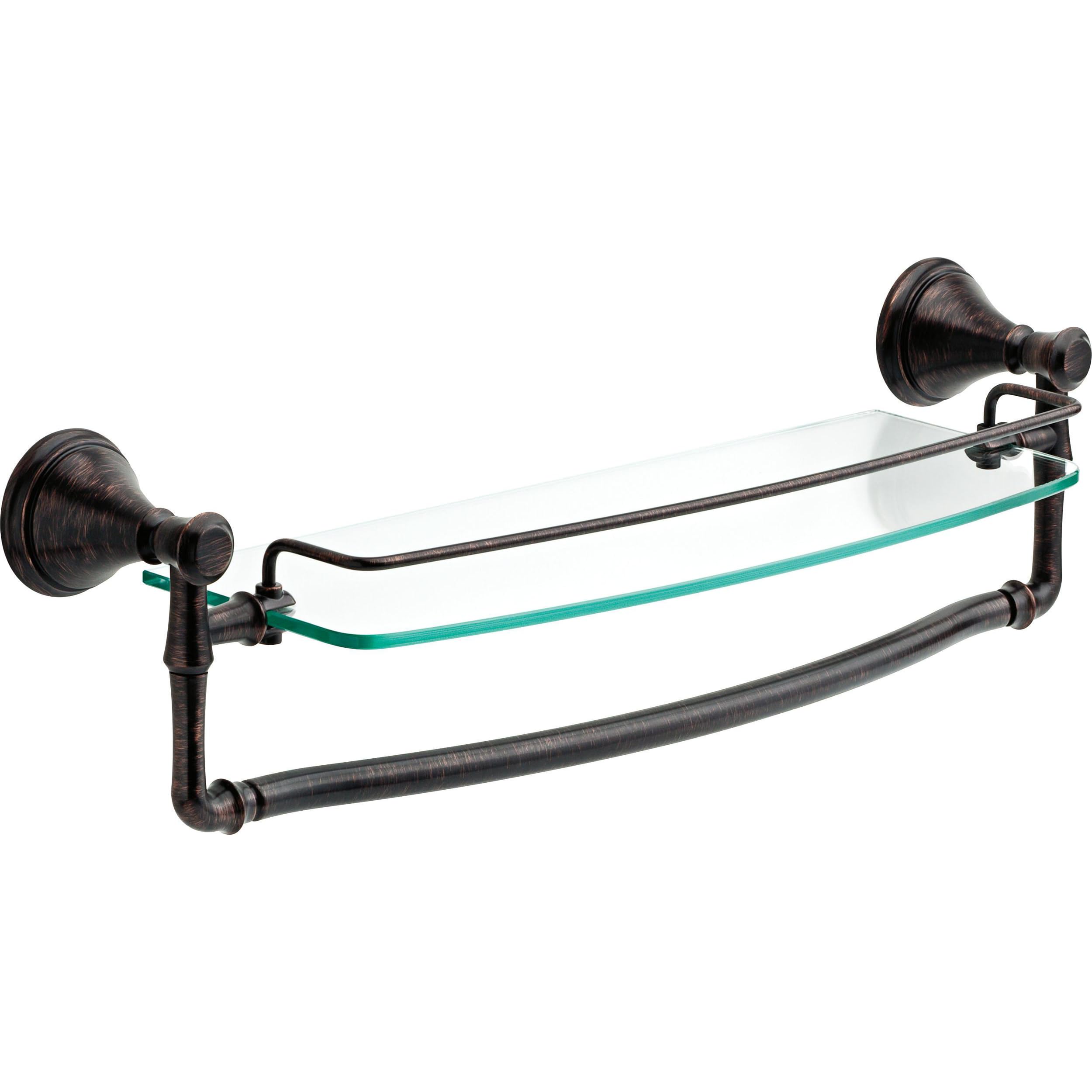 Delta 79710-Rb Cassidy 18-In Glass Shelf With Towel Bar In Venetian Bronze
