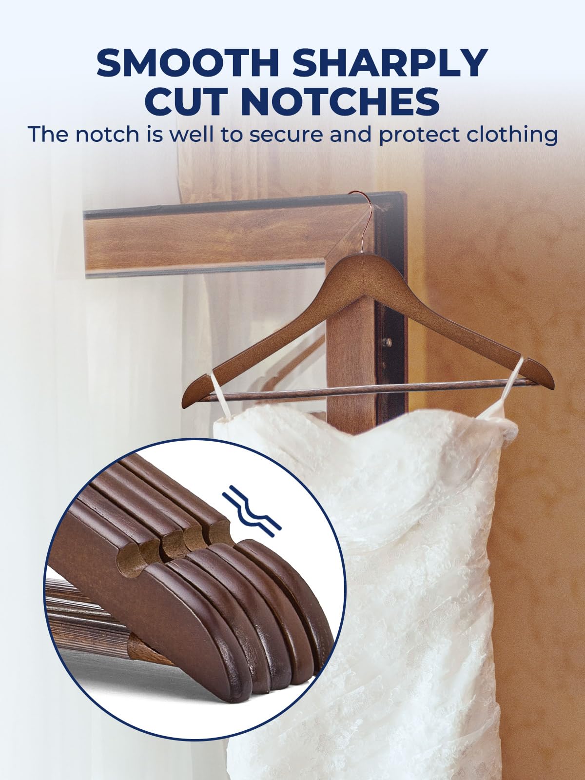 Smartor Wooden Hangers 10 Pack, Sturdy Coat Hangers For Closet, Quality Non Slip Hangers, Premium Heavy Duty Hangers, Durable Co