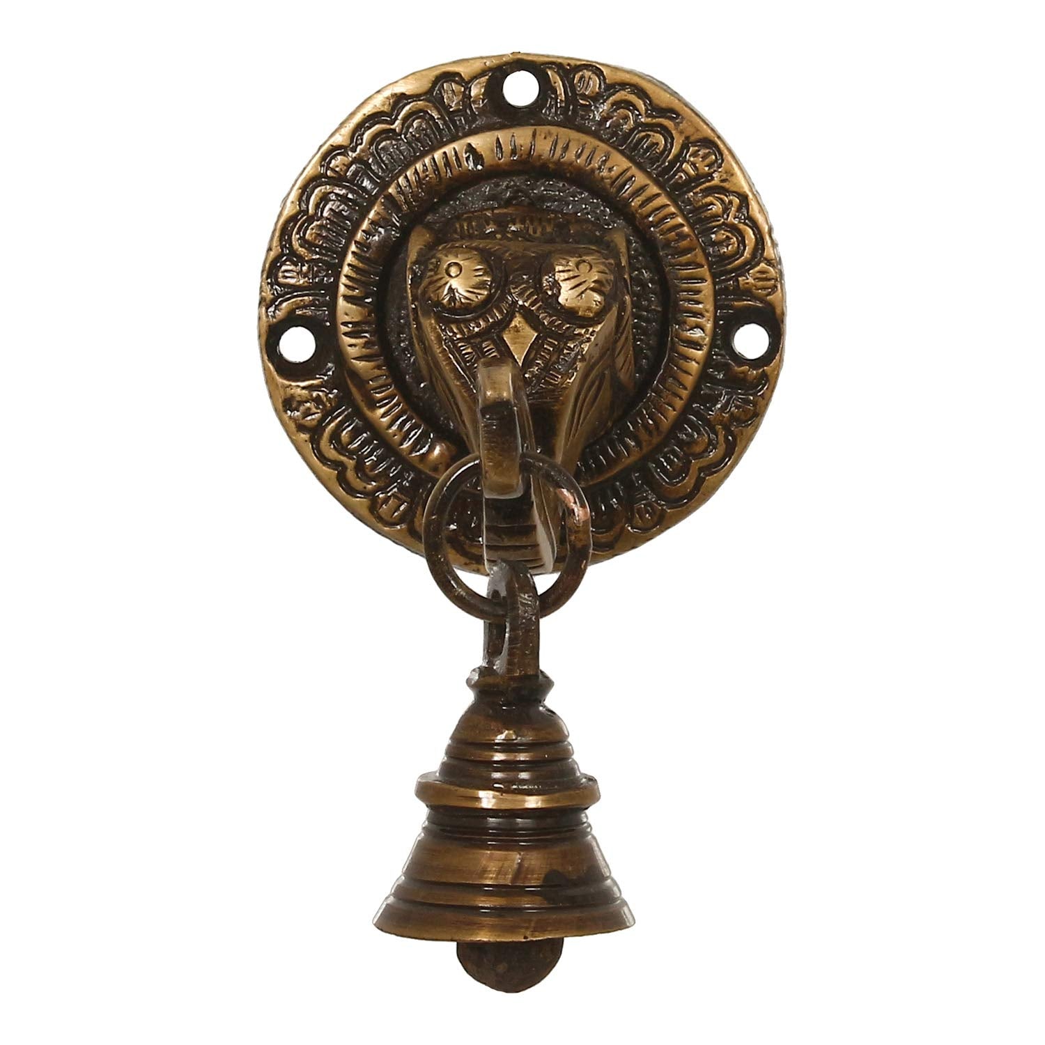Ecraftindia Brass Lord Ganesh Face Wall Hanging With Bell (Bgg518)