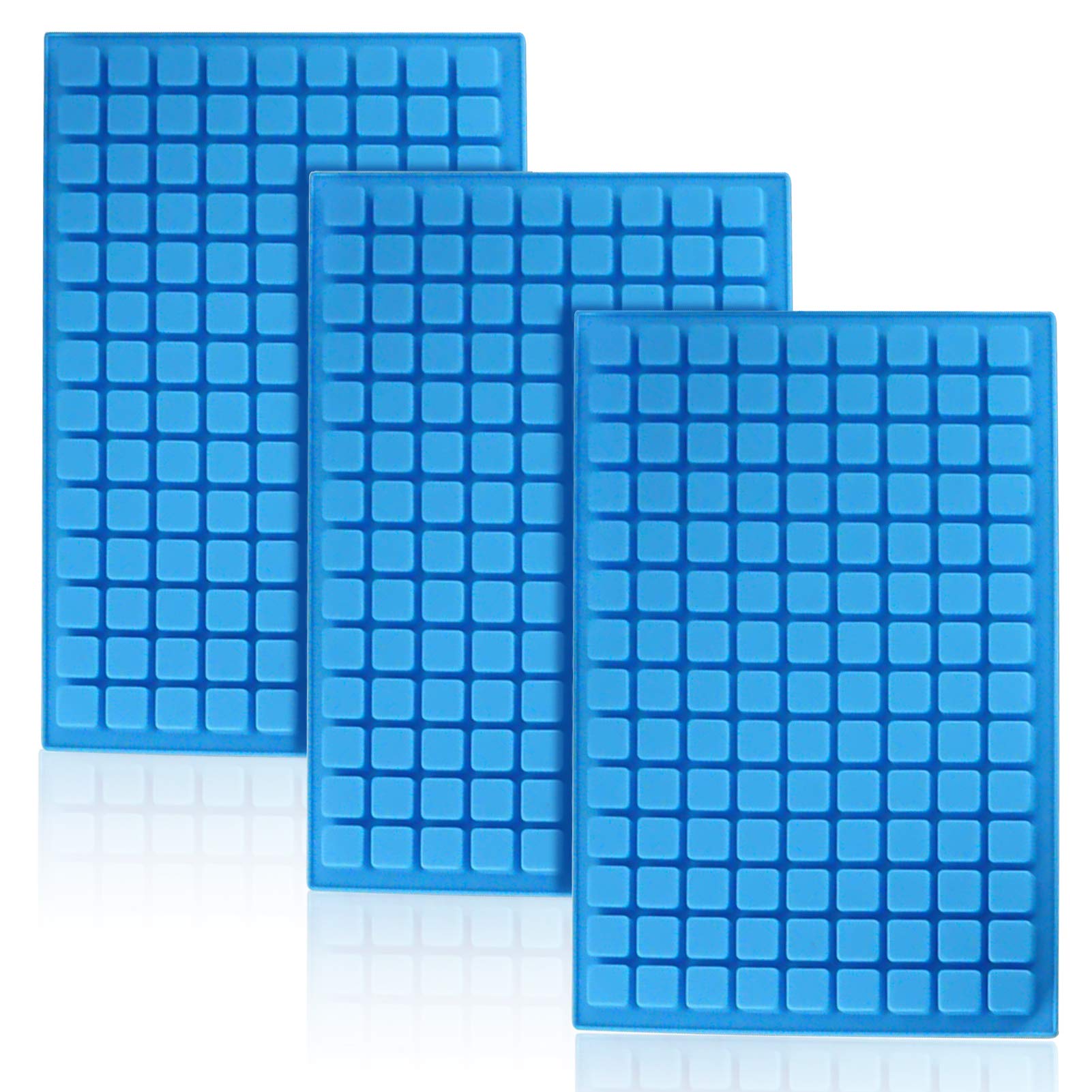 Palksky Silicone Molds For Candy Chocolate Gummy Baking, (3 Pcs) 126 Cavity Mini Square Mold For Ice Cube Pralines Caramels